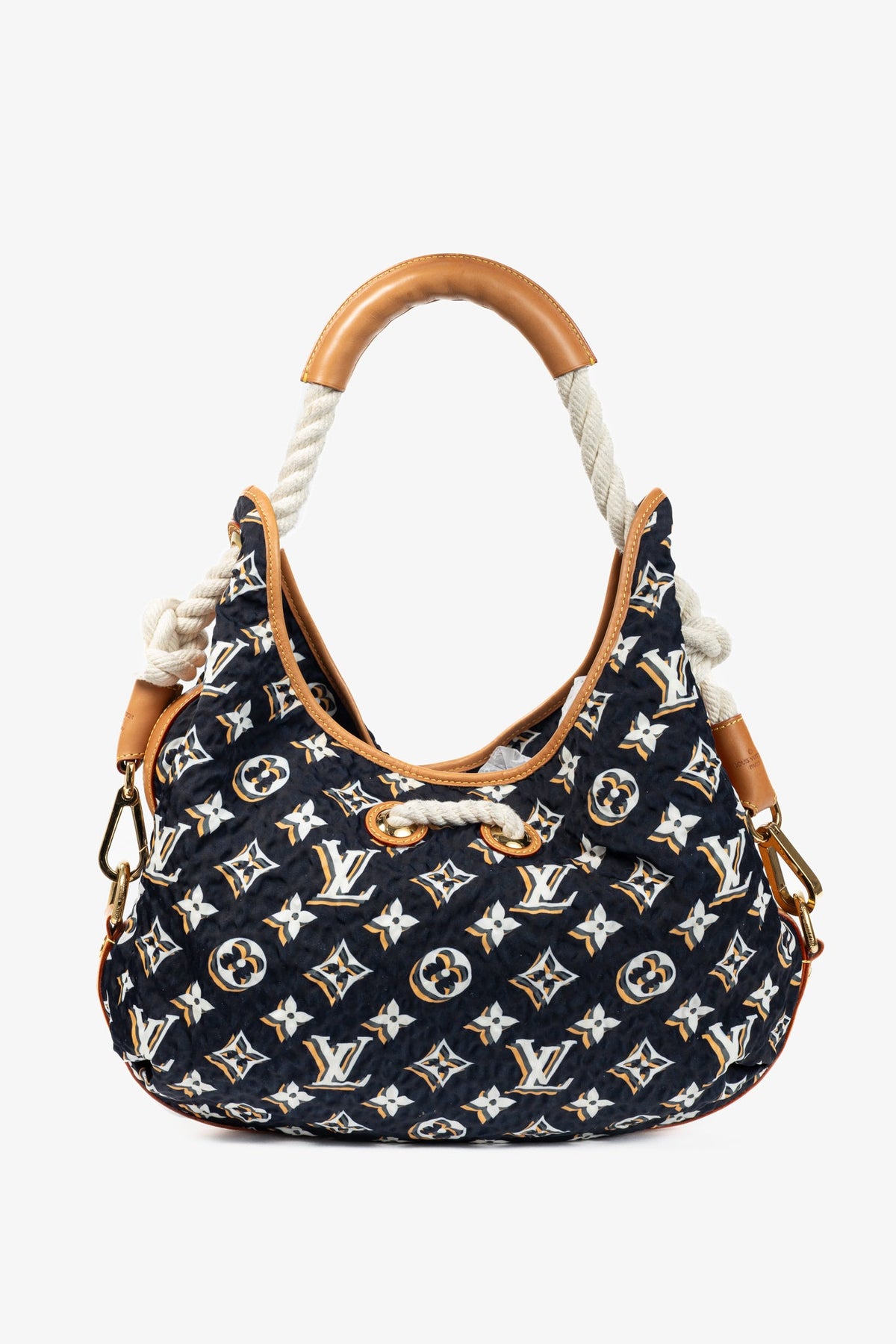 Louis Vuitton Cruise 2010 Bulles MM Navy Nylon Monogram Rope-Tassel Hobo Bag