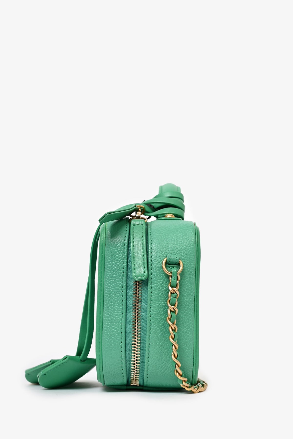 Pre-Loved Chanel™ 2017/18 Green Caviar Leather Small Filigree Vanity Case
