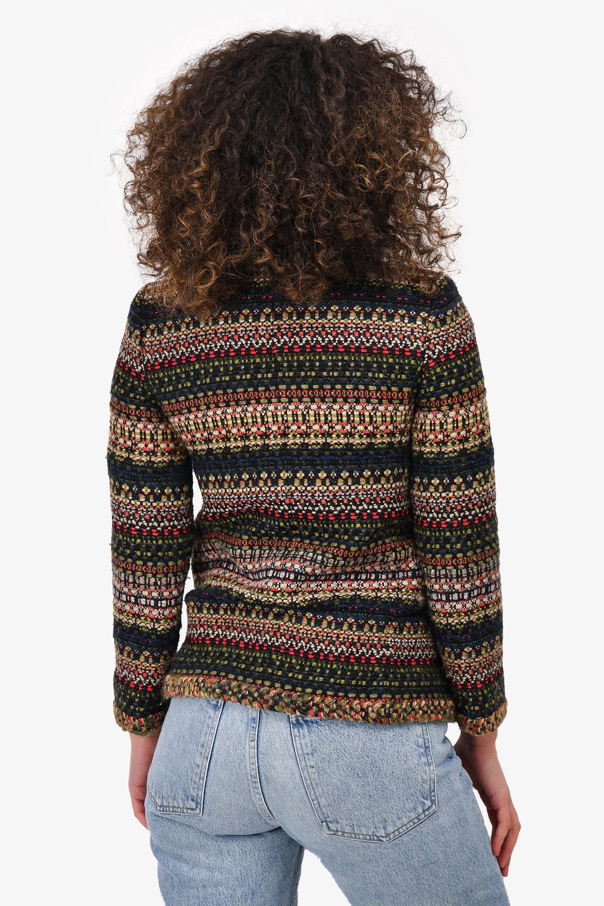 Chanel™ 2018 Multicolour Shoulder Padded Zip Up Tweed Jacket Size 34