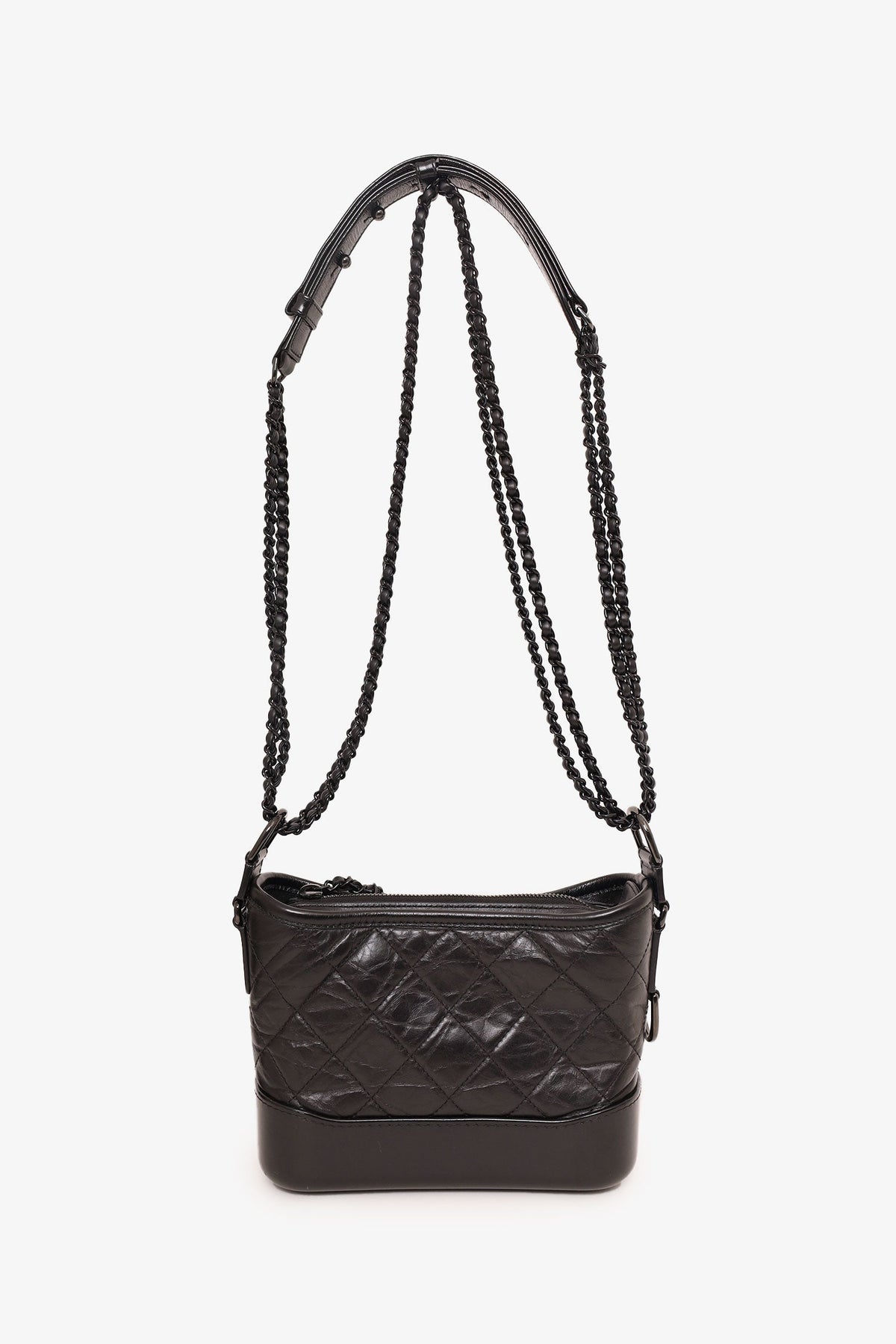 Pre-Loved Chanel™ 2019 So Black Quilted Leather Small Gabrielle Crossbody Bag