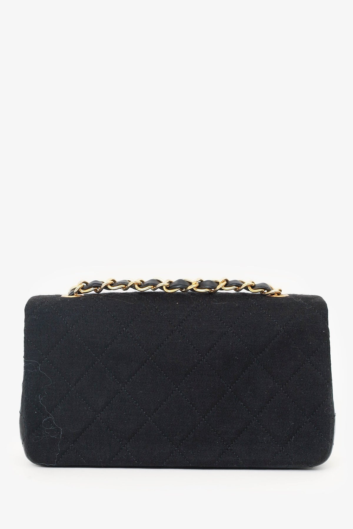 Pre-Loved Chanel™ 1989-91 Black Jersey/Lambskin Mini Full Flap Bag