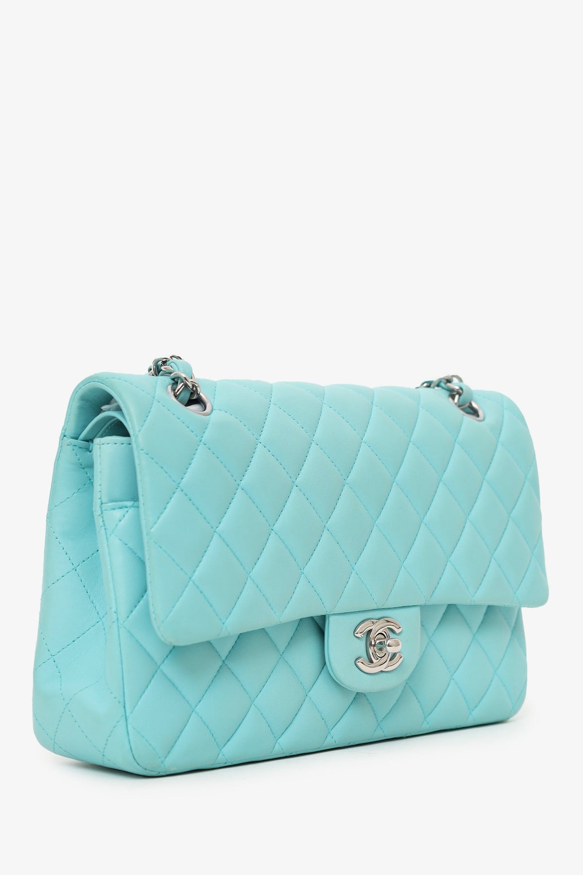 Pre-Loved Chanel™ 2019 Turquoise Leather Quilted Double Flap (As Is)