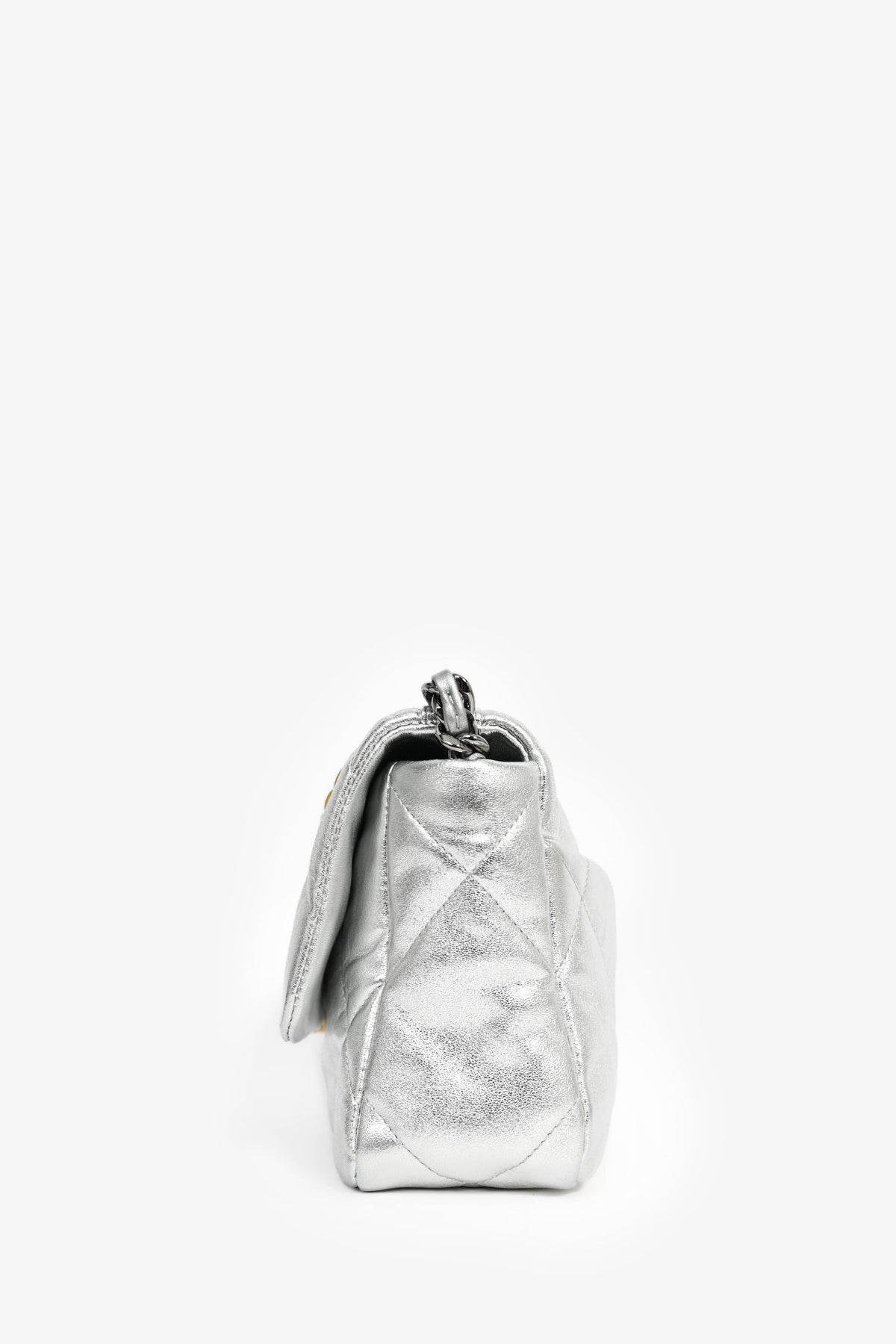 Pre-Loved Chanel™ 2020 Silver Lambskin Medium 19 Flap Bag