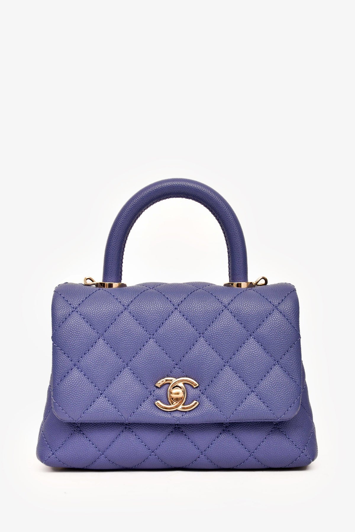 Pre-Loved Chanel™ 2020 Purple Caviar Leather Mini Coco Top Handle