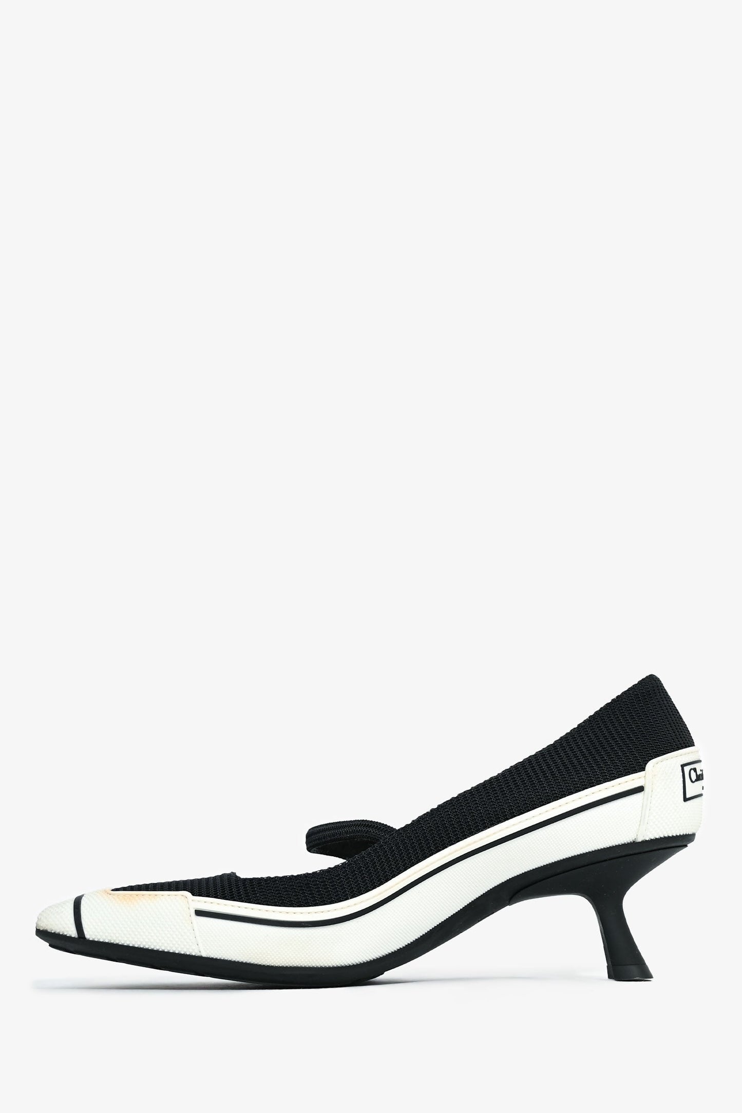 Christian Dior Black/White Rubber Slingback Heels Size 37.5