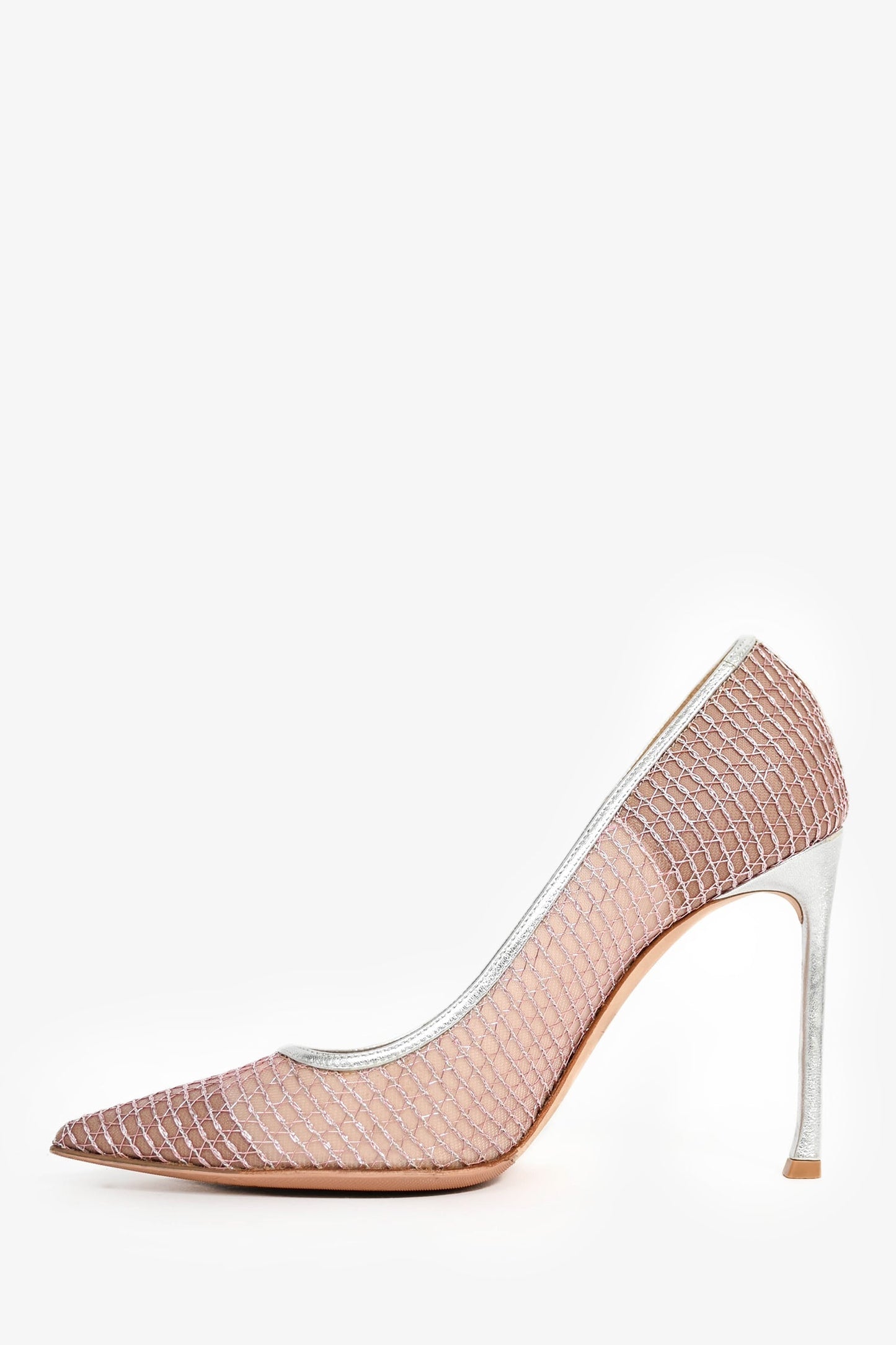 Christian Dior Pink/Silver Metallic Mesh Pointed Pumps Size 38