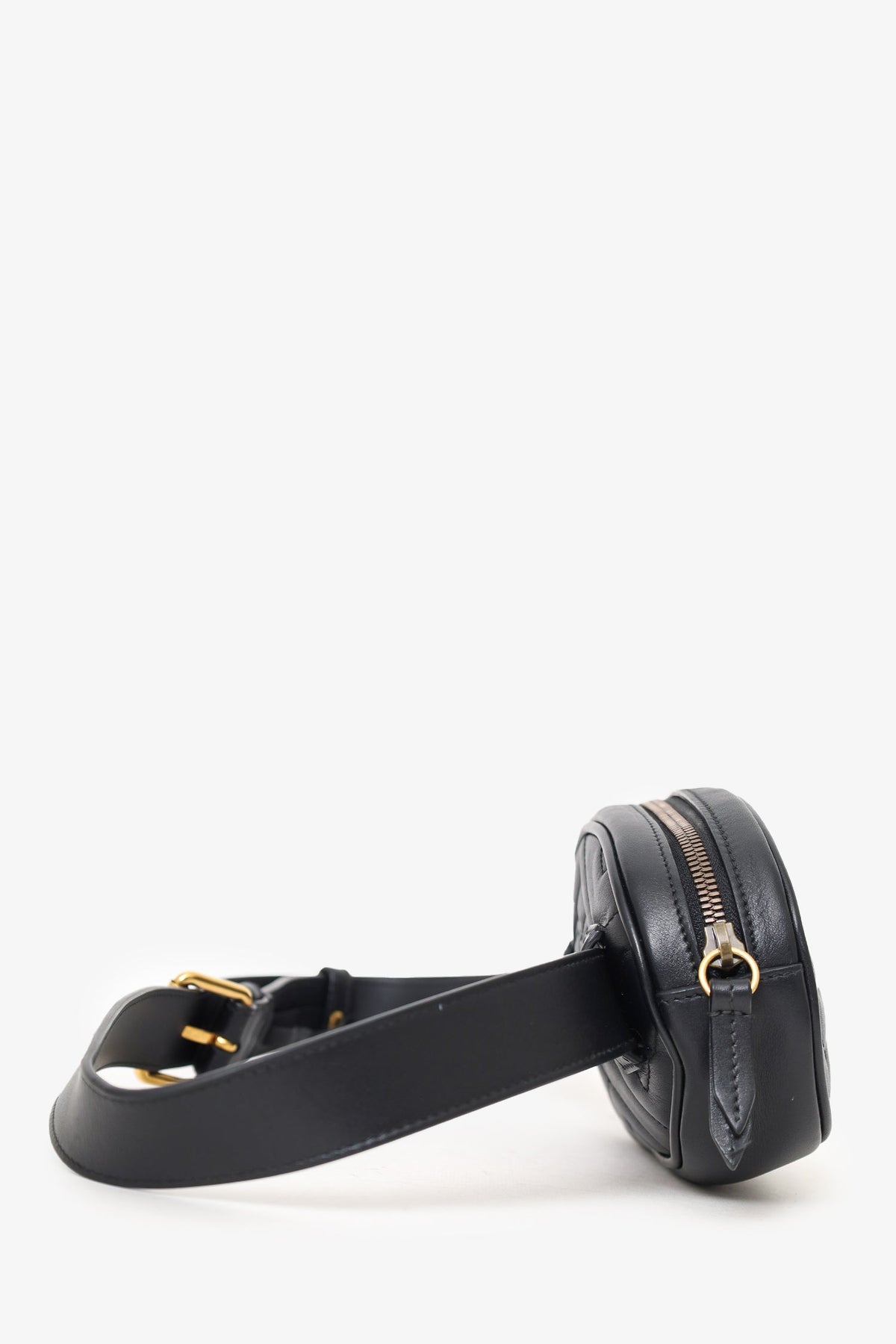 Gucci Black Chevron Leather Marmont Belt Bag