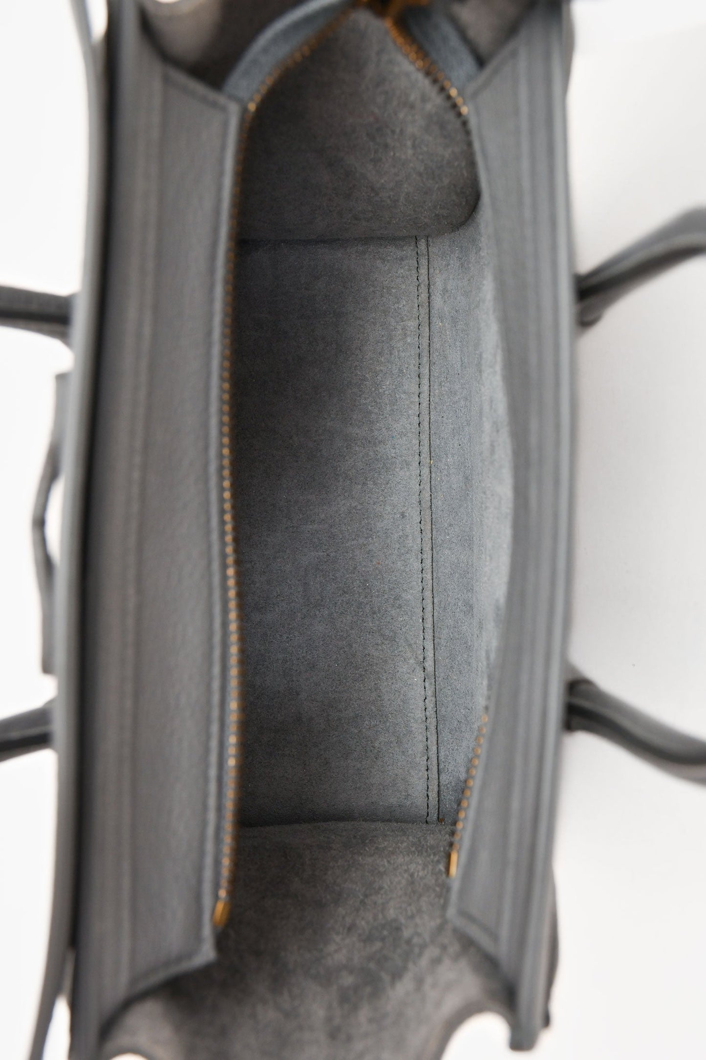 Celine 2021 Grey Leather Nano Luggage Top Handle with Strap