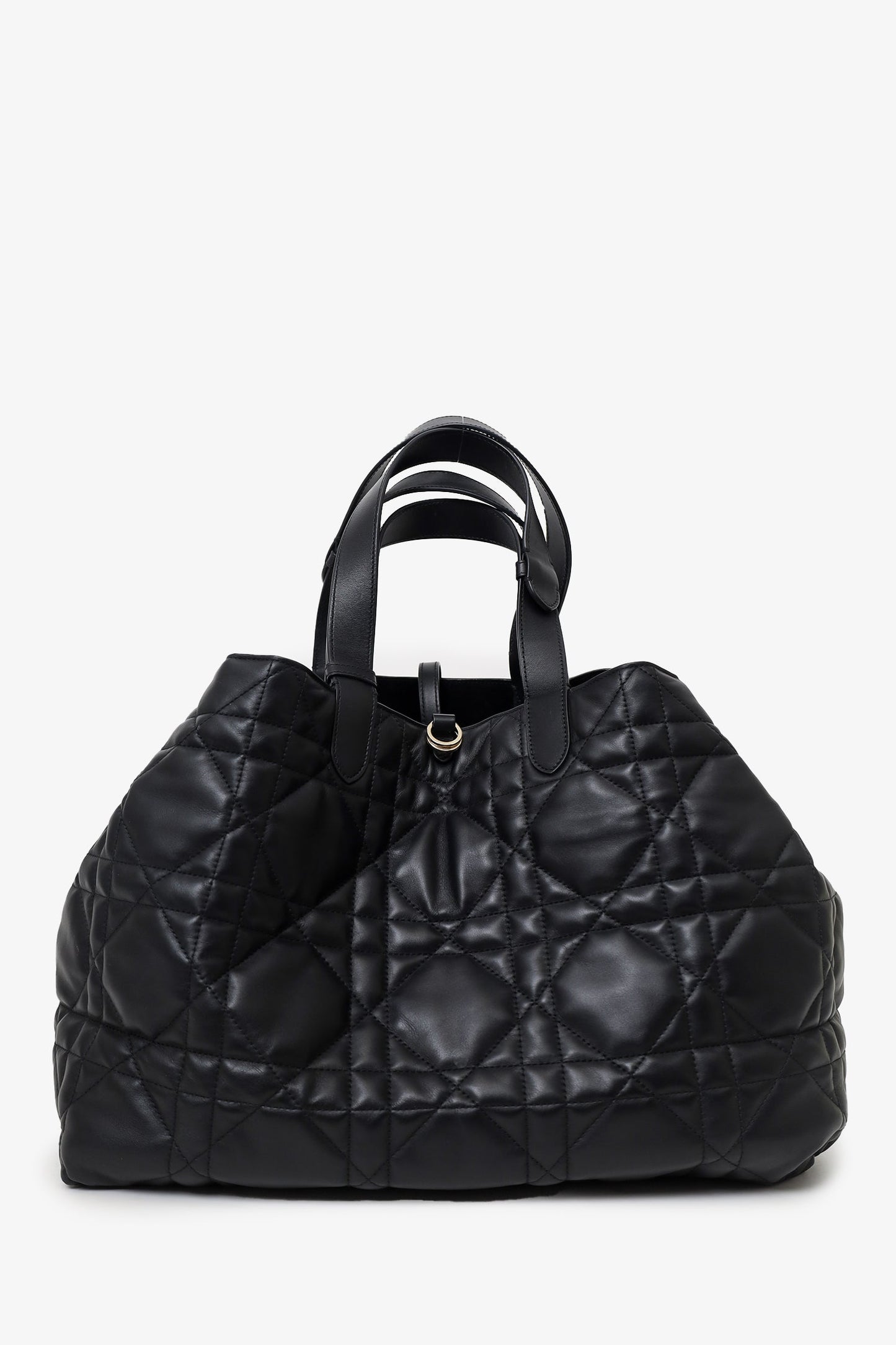 Christian Dior 2024 Black Macrocannage Calfskin Large Dior Toujours Bag With Pouch