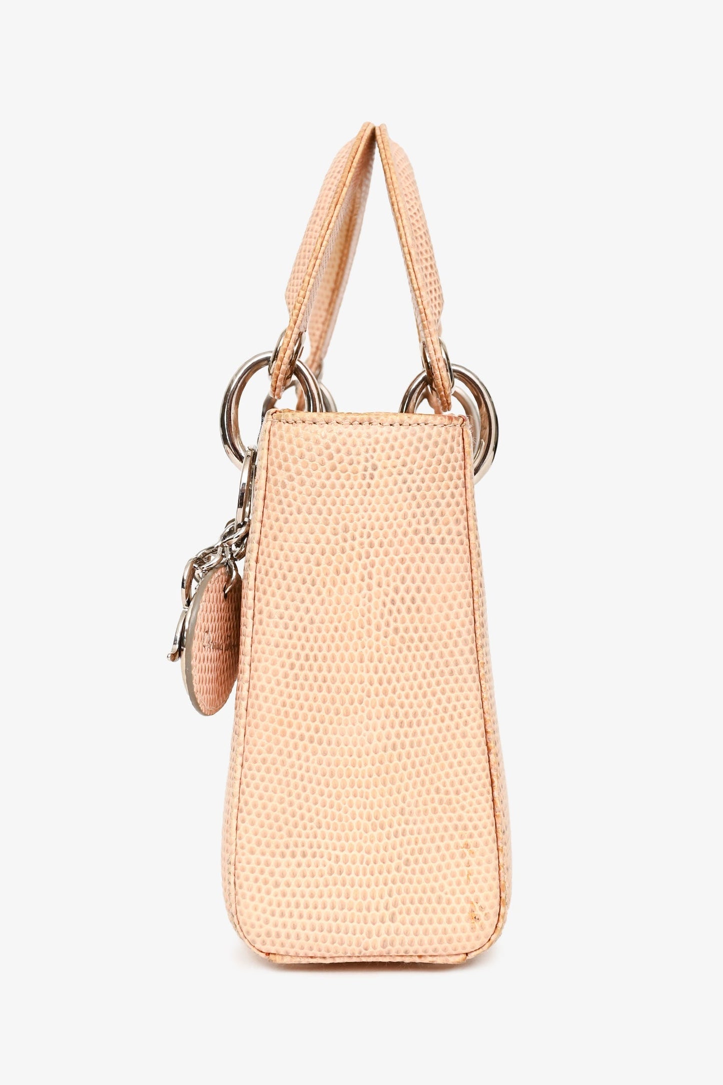Christian Dior 2017 Beige Lizard Skin Mini Lady Dior with Strap SHW (As Is)