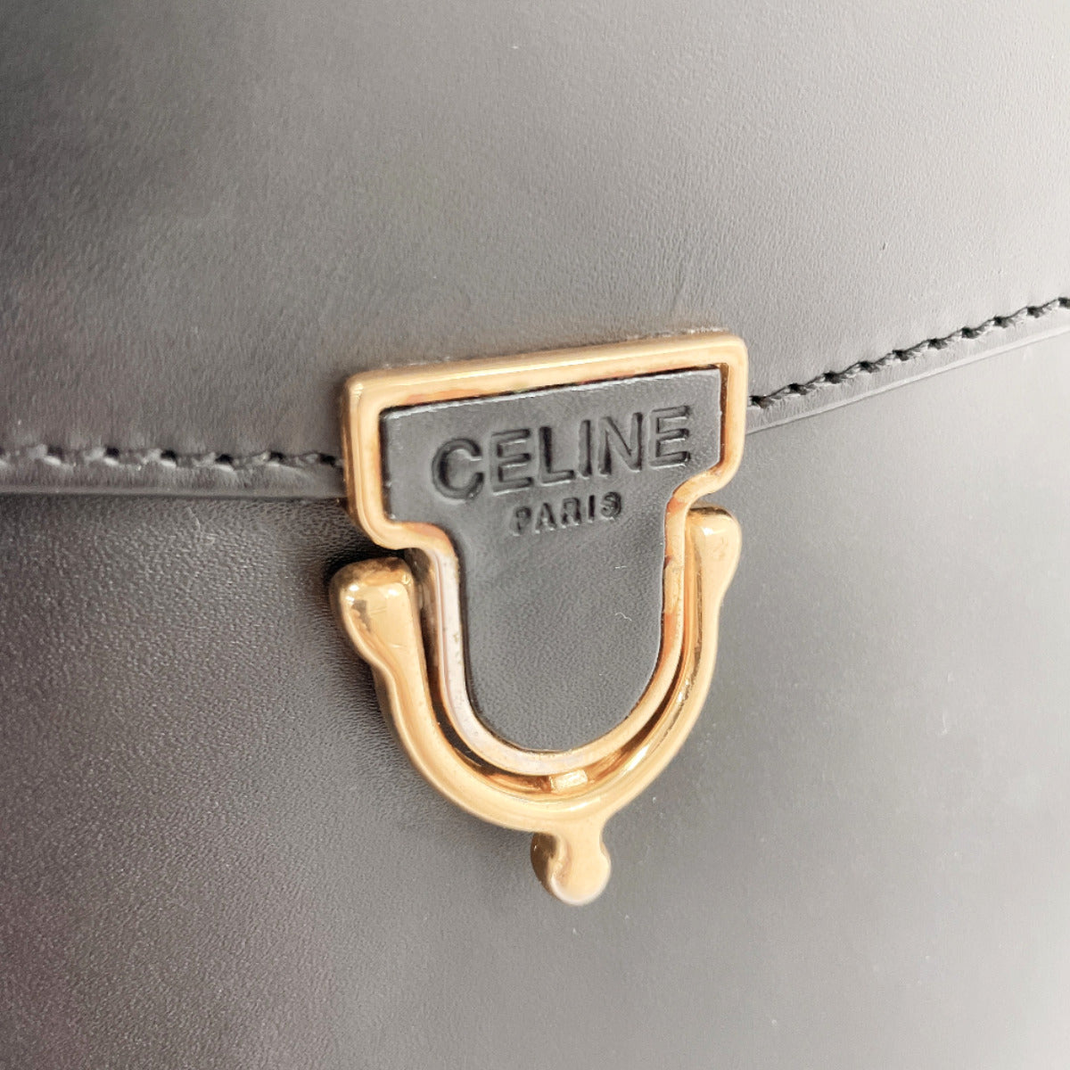 CELINE Handbag leather black Kelly type Women Used