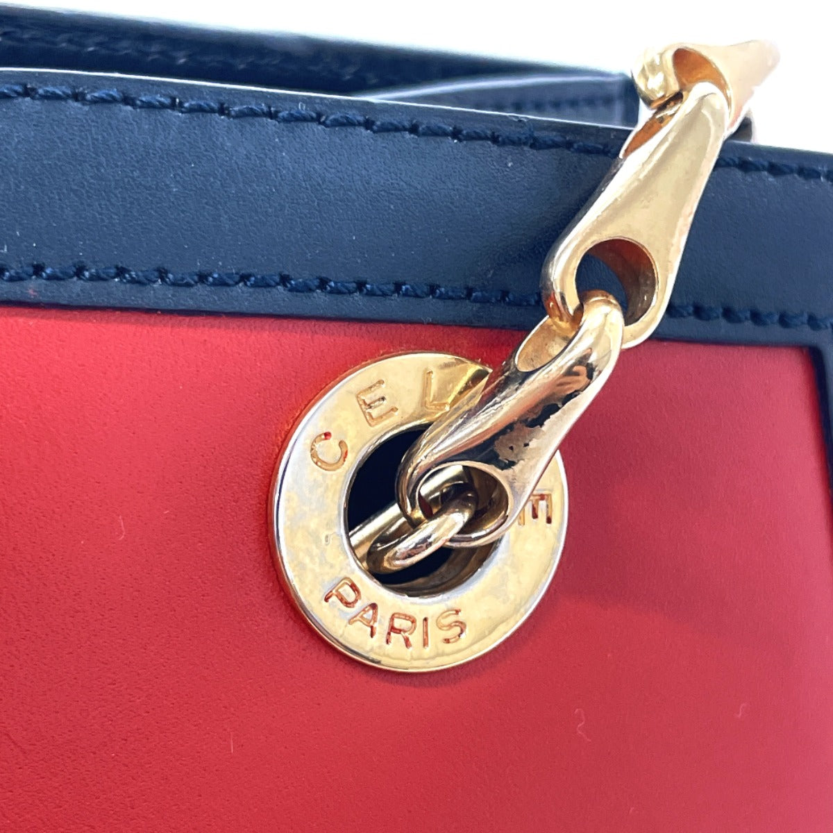 CELINE Shoulder Bag leather Red ChainShoulder Women Used