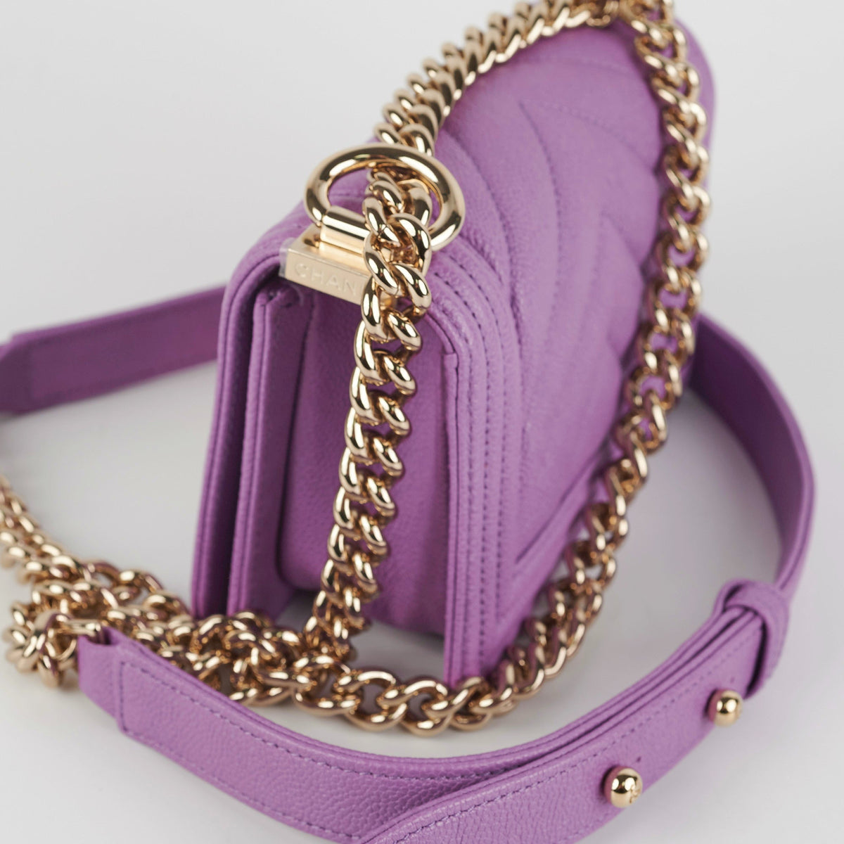 Chanel Extra Mini Boy Purple Chevron - Microchipped