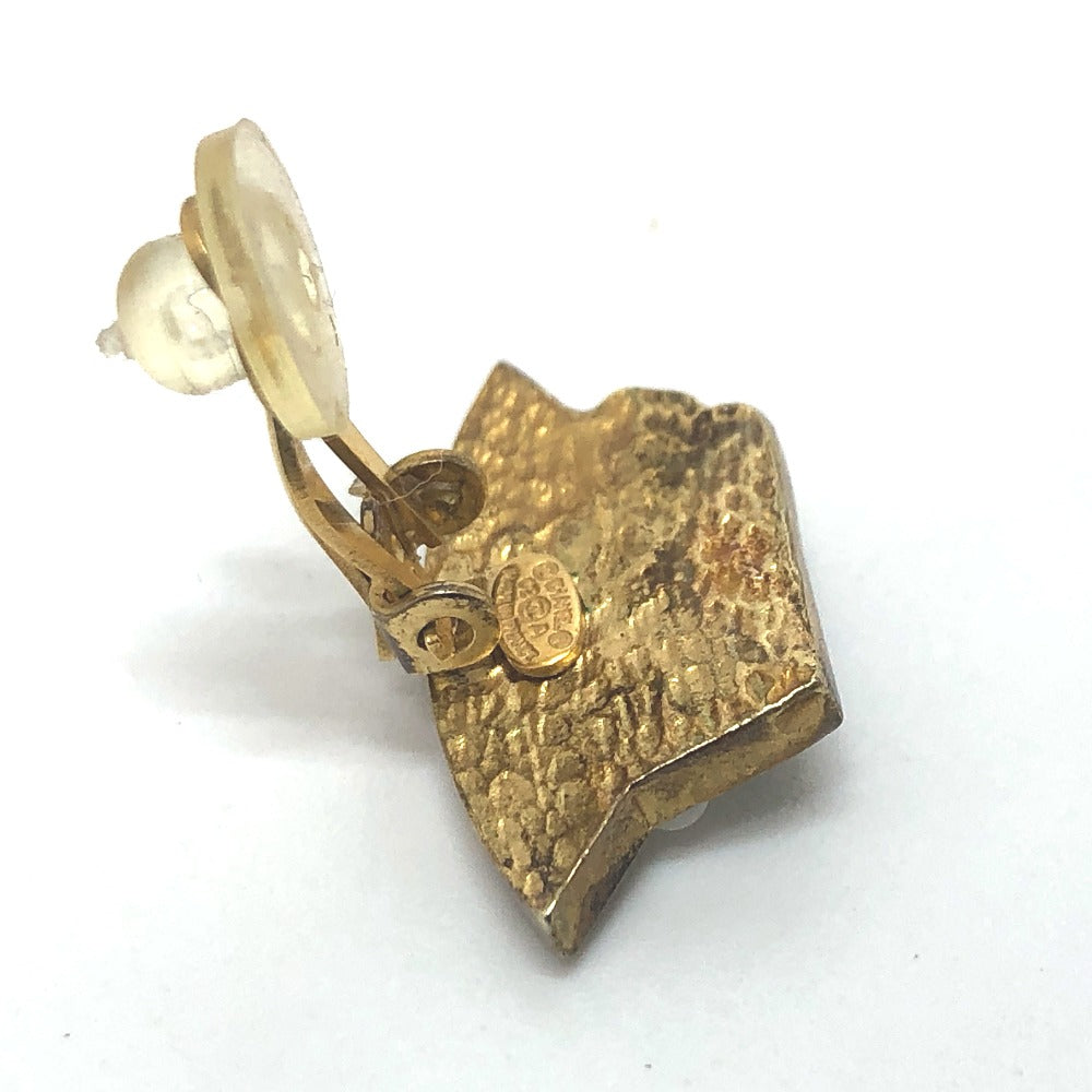 CHANEL Earring Gold Plated black Hat motif Women Used