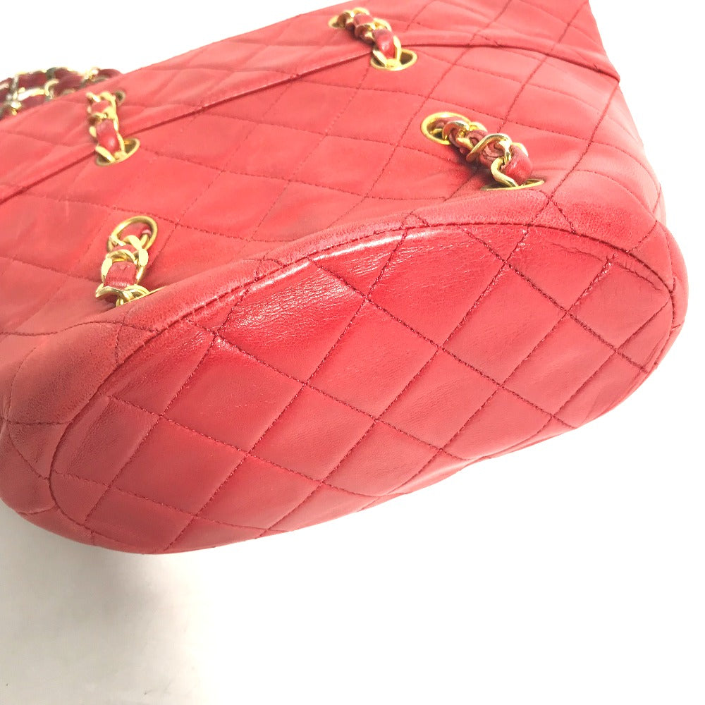 CHANEL Shoulder Bag lambskin Red vintage Matrasse quilting Women Used