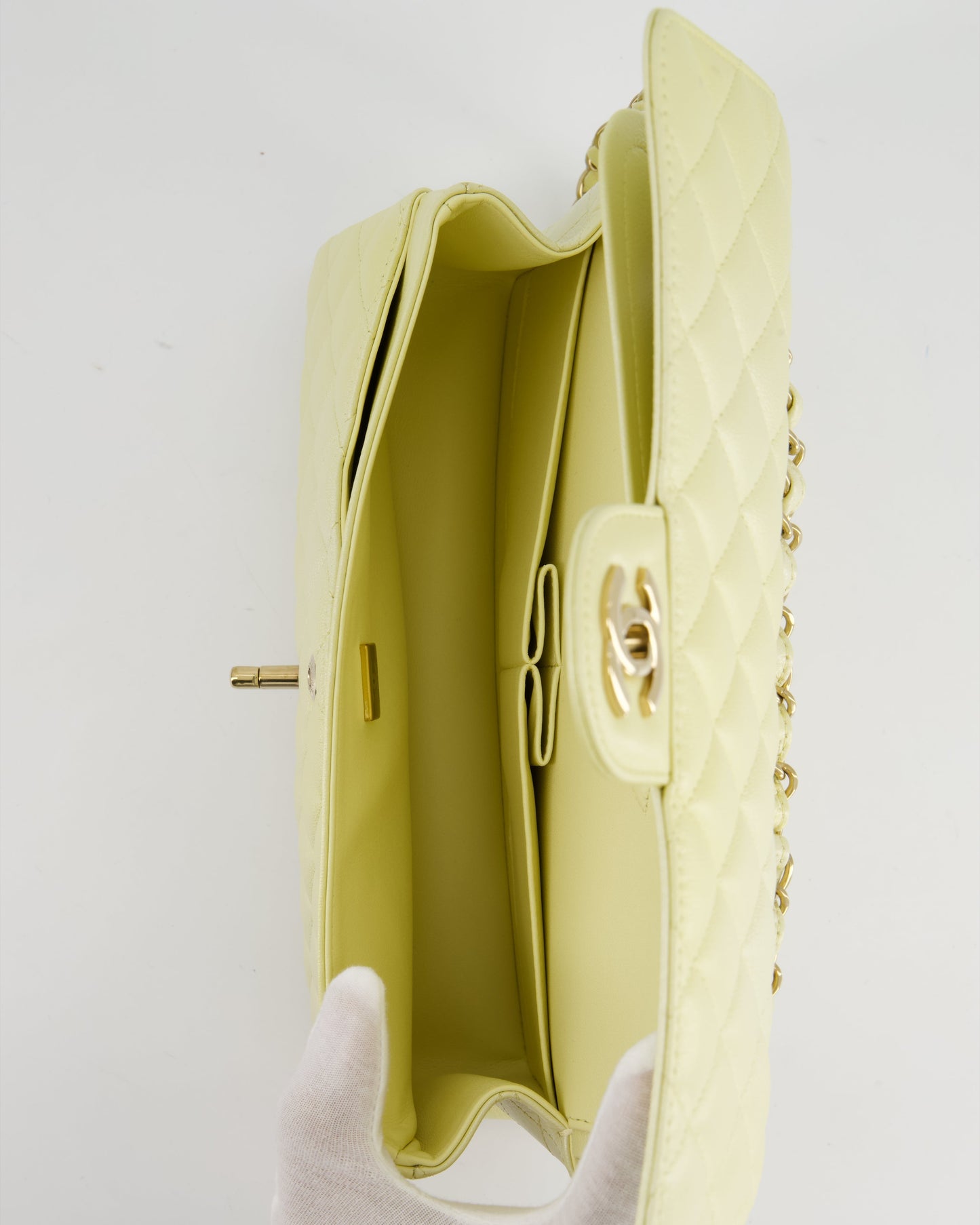 Chanel Lemon Sobert Shimmer Medium Classic Double Flap Bag in Iridescent Calfskin Gold Hardware RRP £8,530