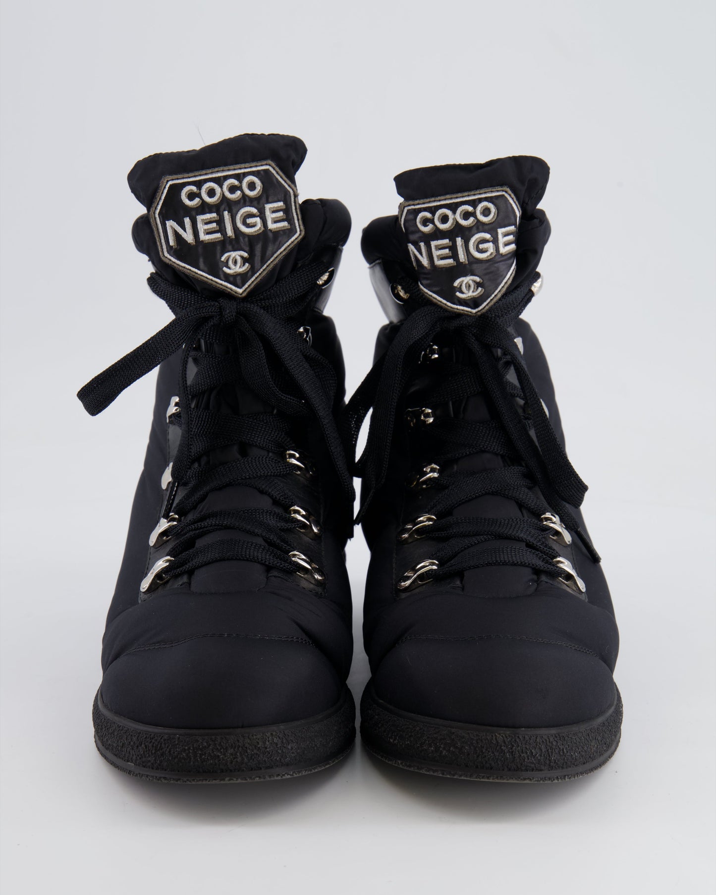 Chanel Black Nylon Coco Neige Ski Boots with Logo Details Size EU 37.5