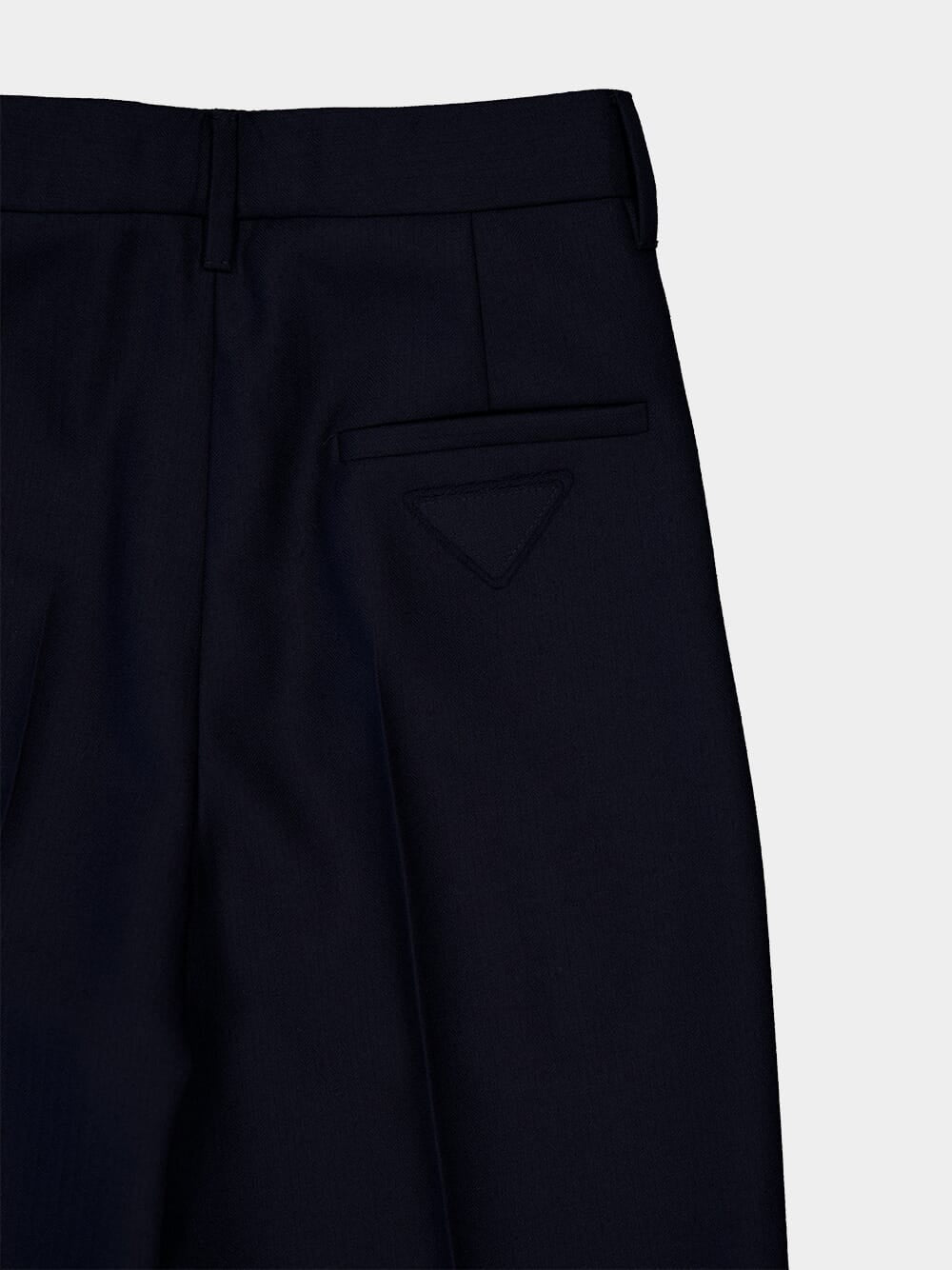 Dark Blue Straight-Leg Virgin Wool Trousers