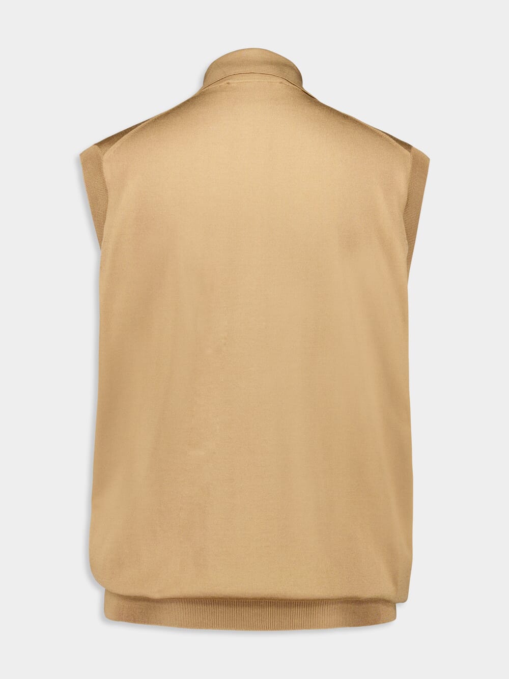 Camel Sleeveless Silk Polo