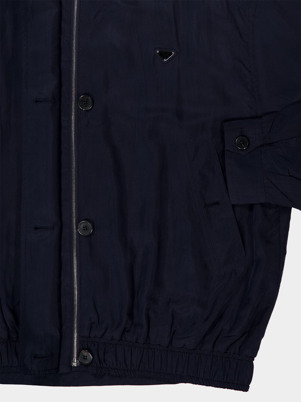 Blue Buttoned Silk Jacket