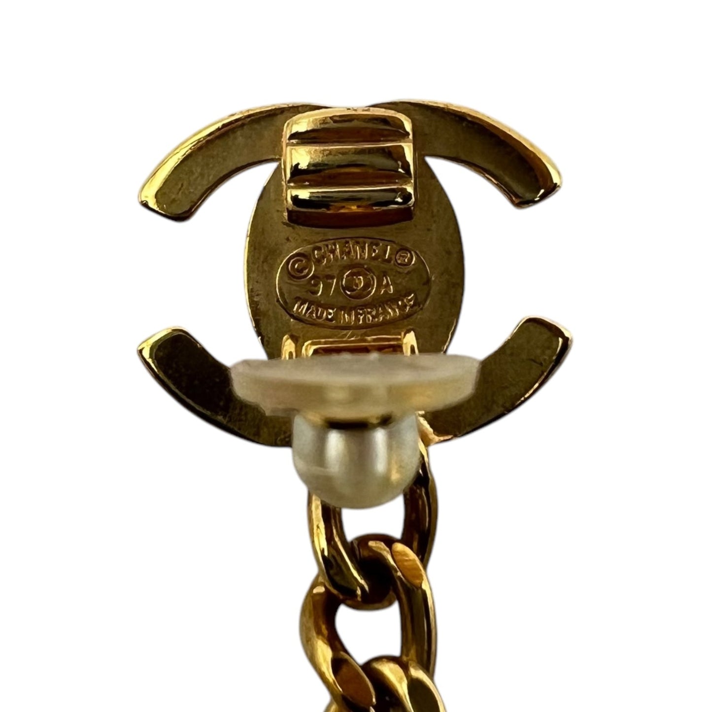 Vintage CC Turnlock Dangling Gold Earrings in Others, Gold hardware