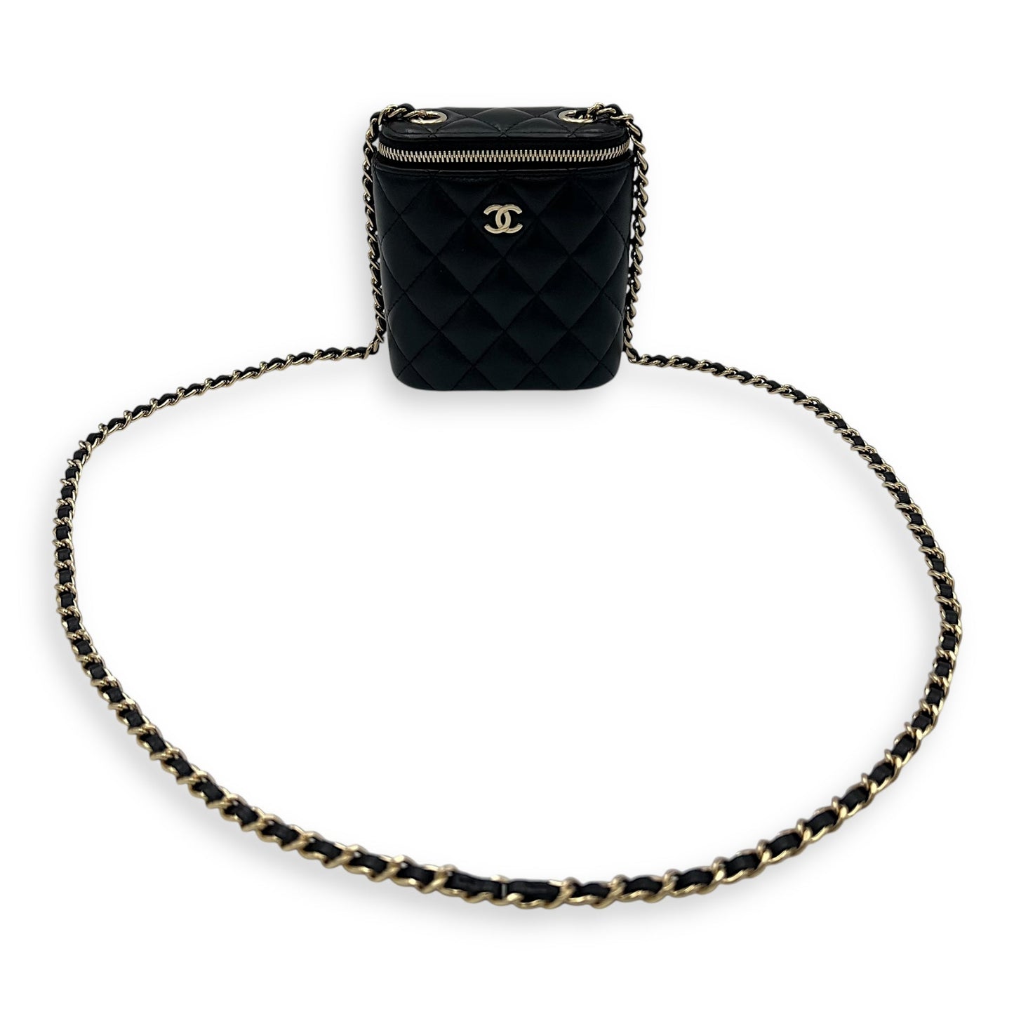 CC Vanity Bag Black in Lambskin, Gold hardware