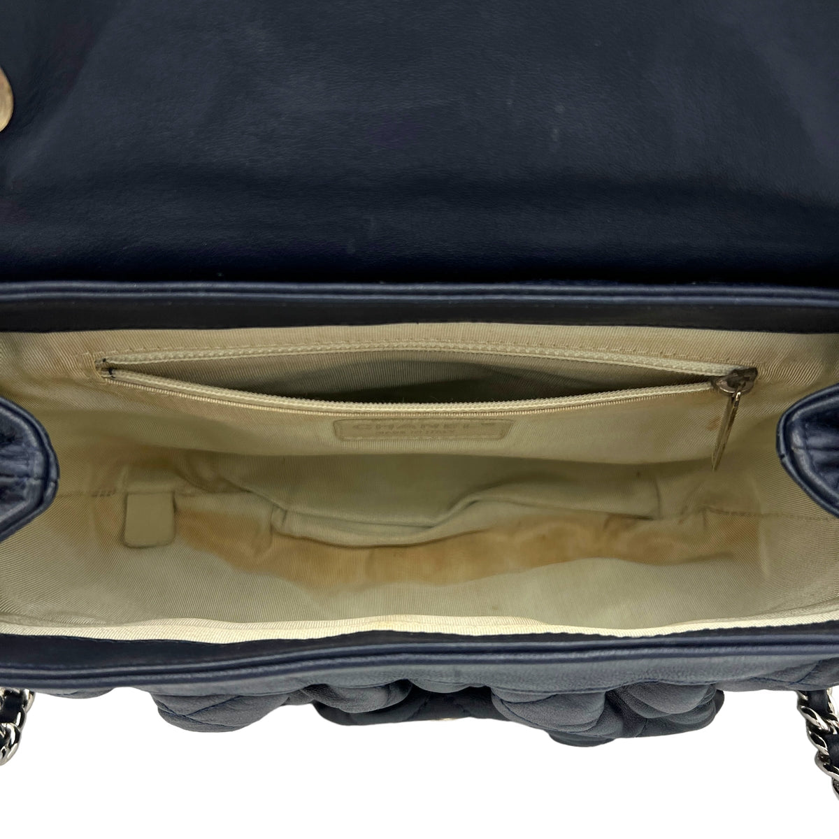 Chain Around Crossbody Bag Navy in Lambskin, Silver hardware