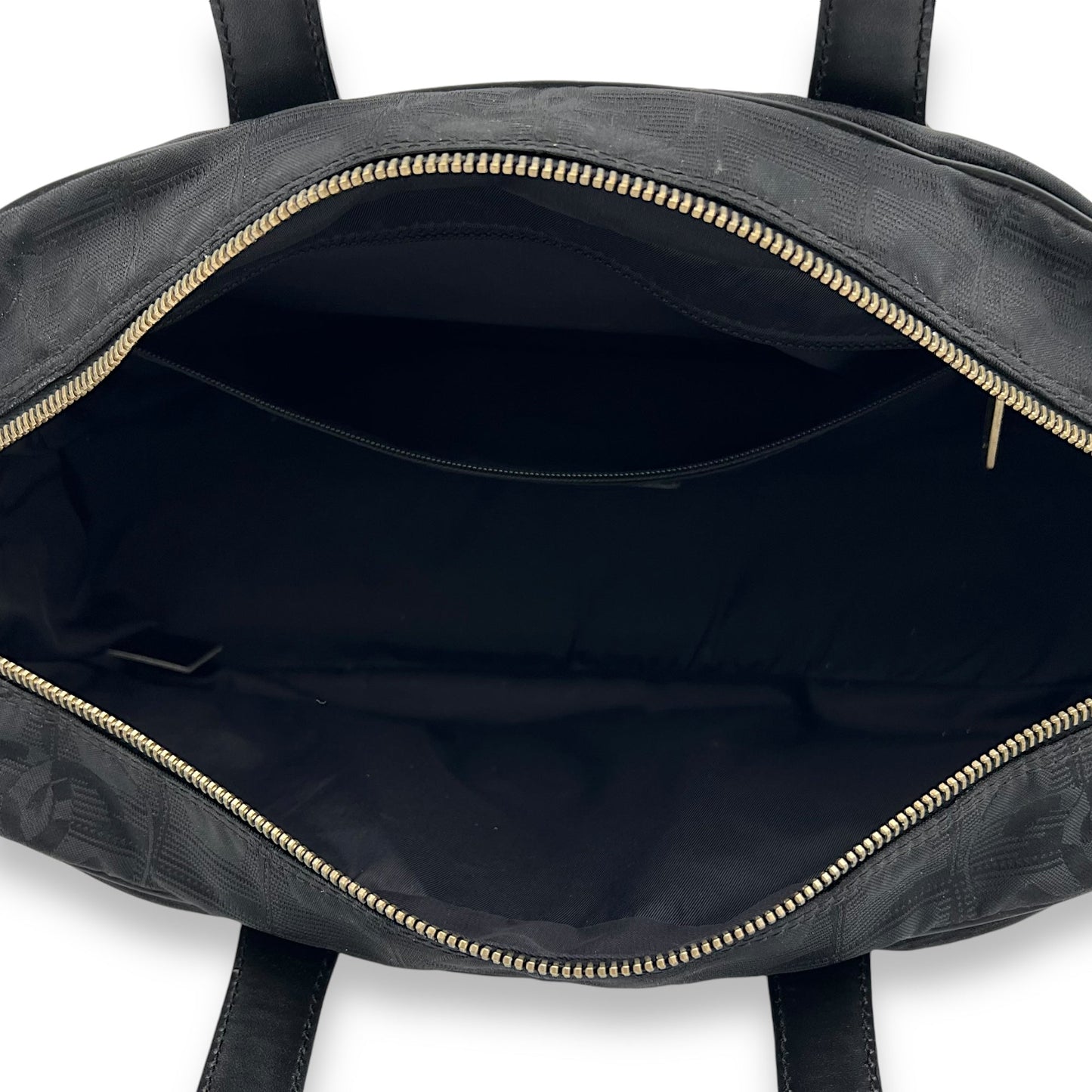 Travel Line Boston Black Top Handle Bag in Canvas, Gold hardware
