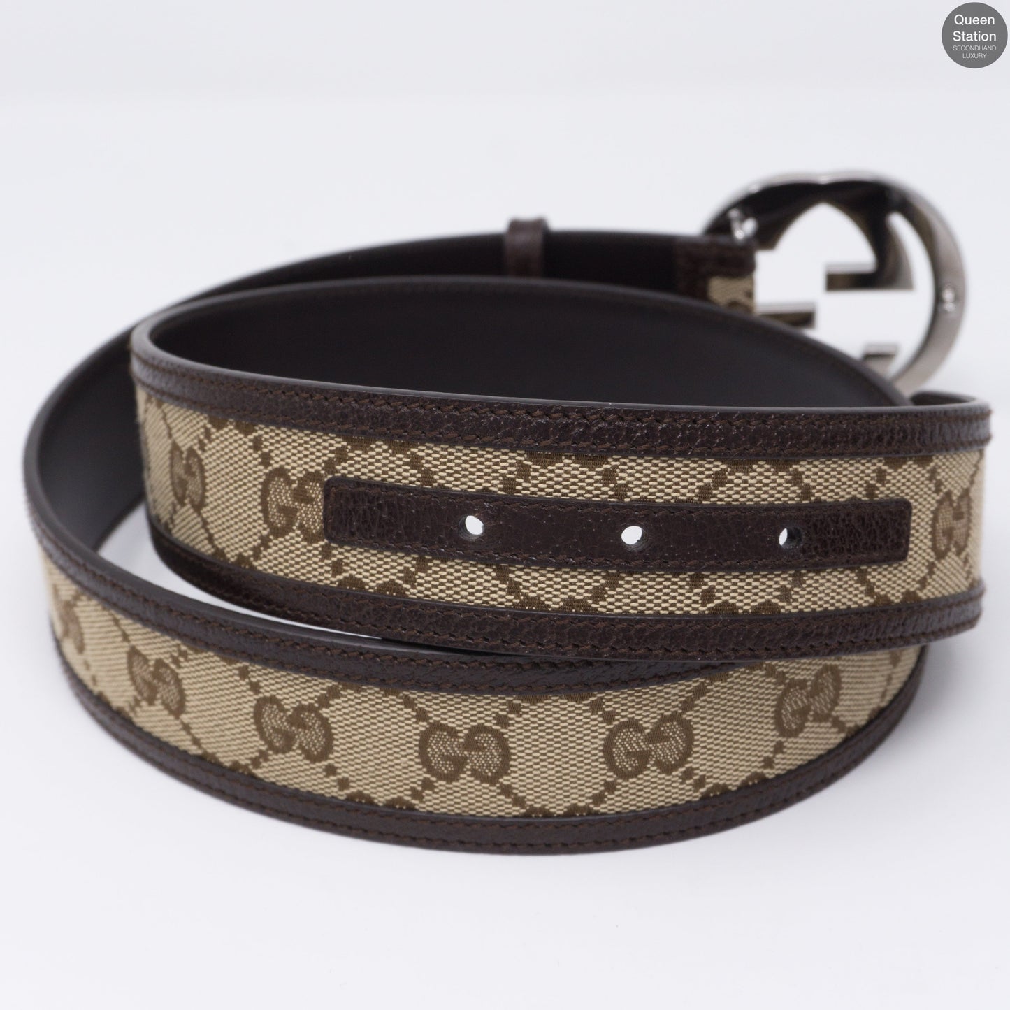 Double G Buckle Monogram Belt 90 cm