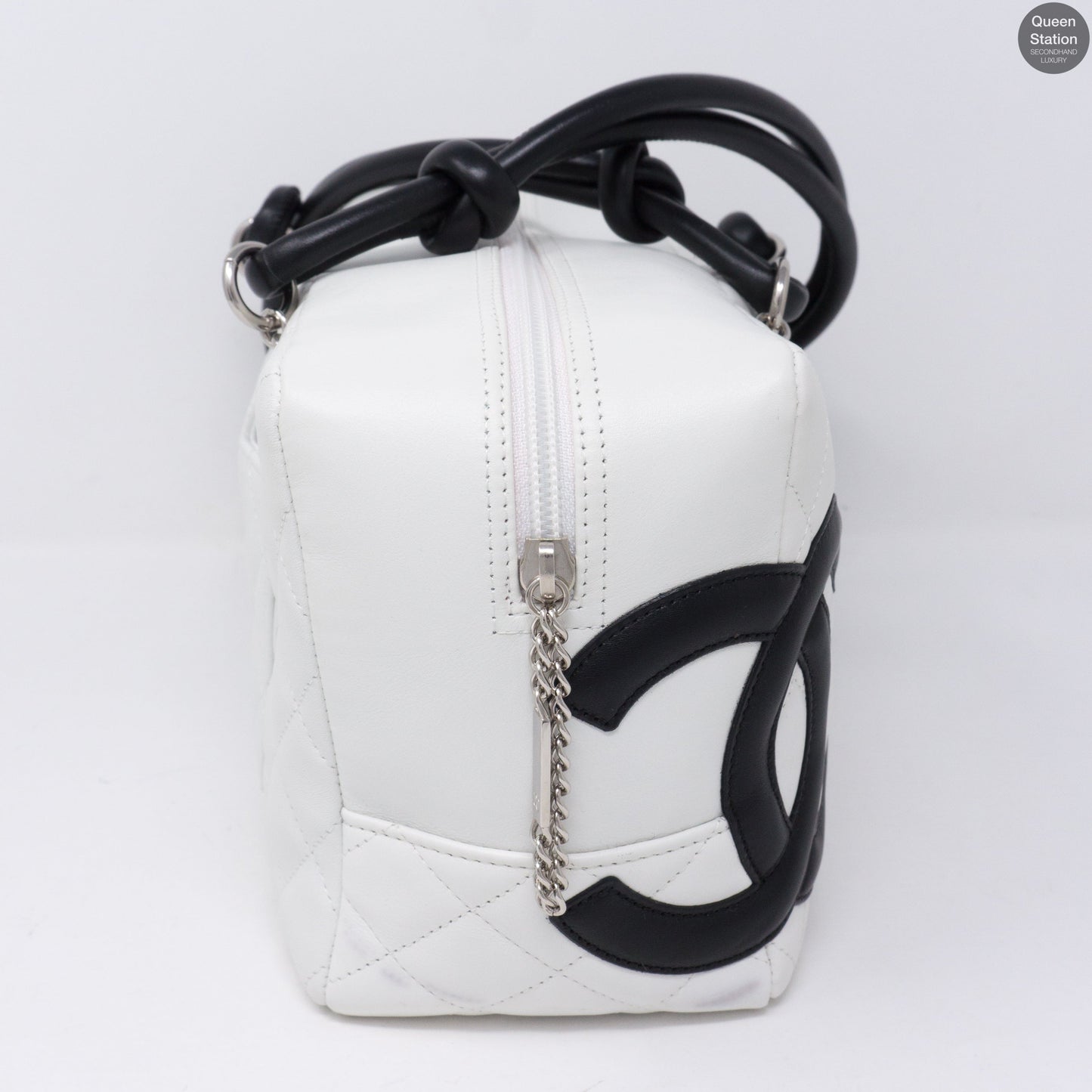Cambon Bowler Quilted Leather White