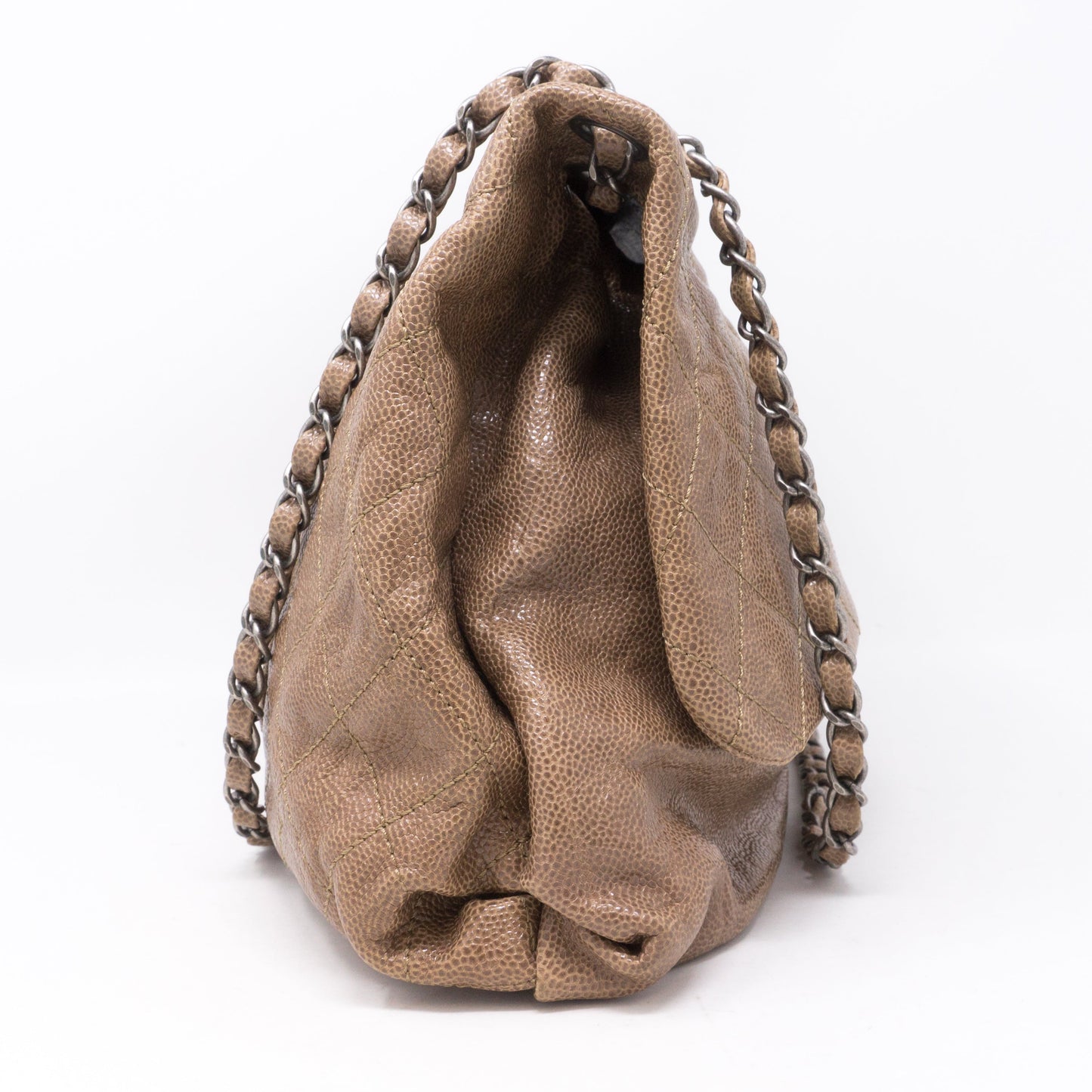 Quilted Glazed Caviar Leather Large Flap Bag