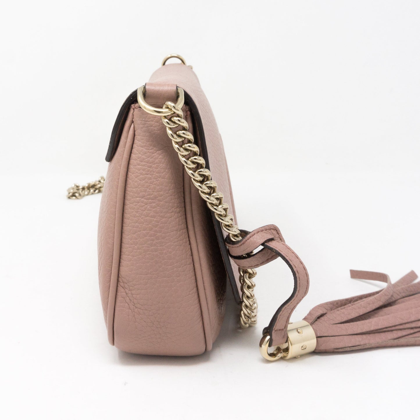Soho Flap Chain Tassel Bag Dusty Pink Leather