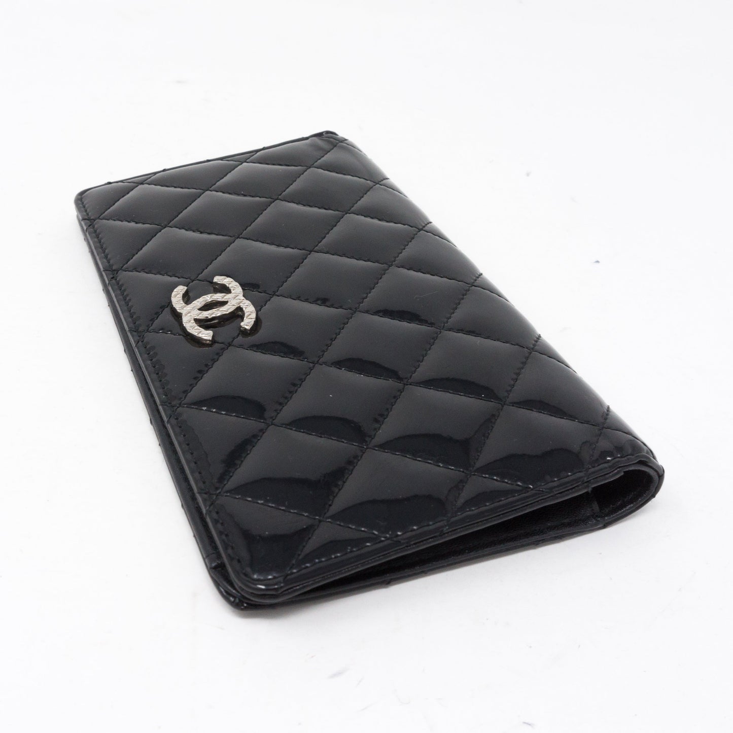 Classic Long Flap Wallet Black Patent Leather
