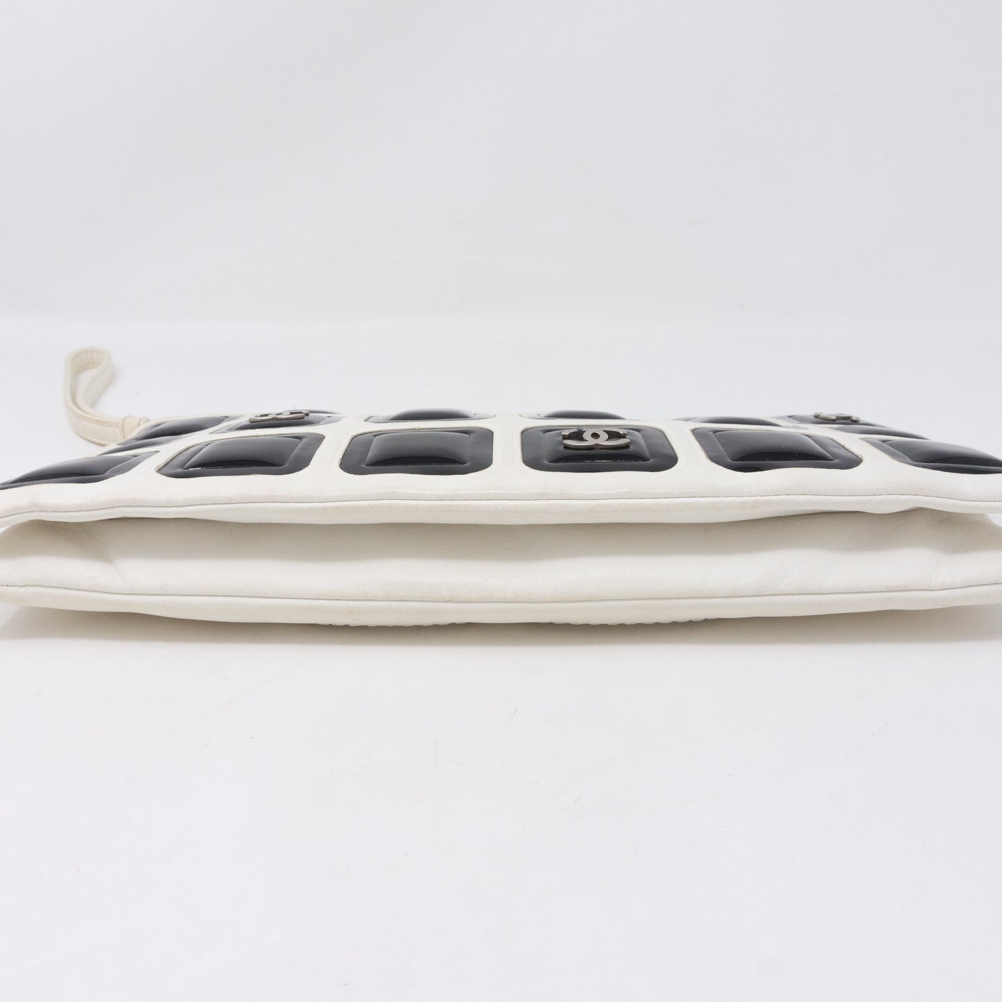 Squares Pouch Black & White Leather