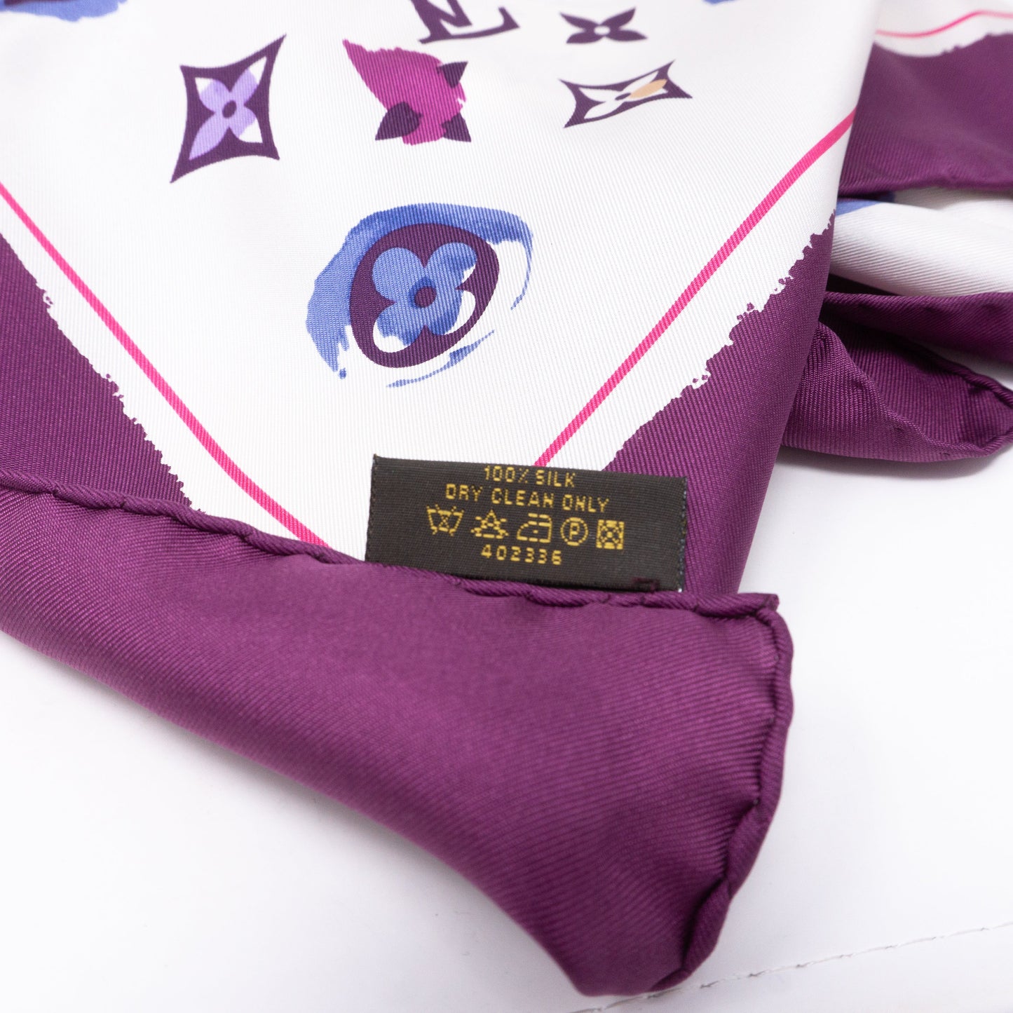 Louis-vuitton Monogram Map Silk Purple Scarf