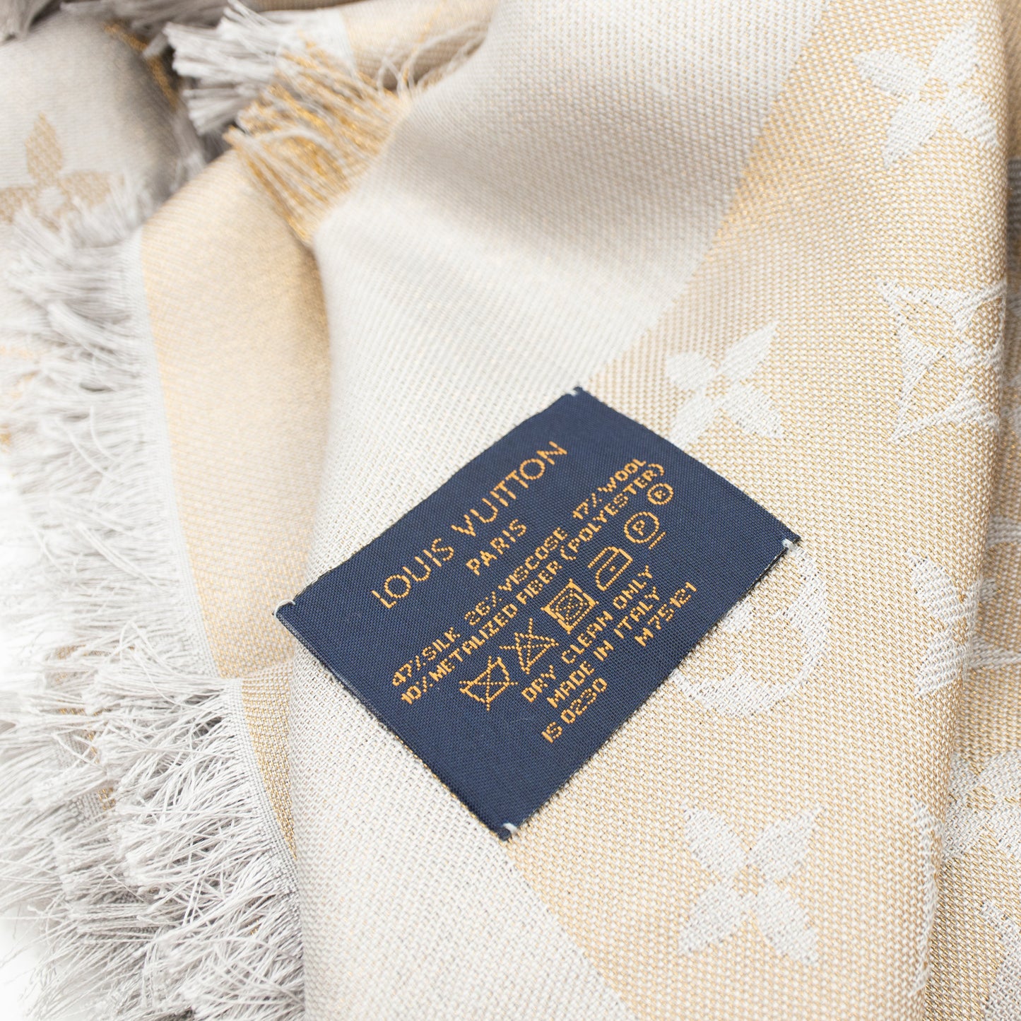 Louis-vuitton Monogram Shine Shawl Greige Gold