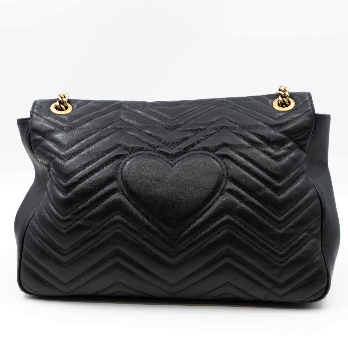 GG Marmont Large Flap Shoulder Bag Black Leather