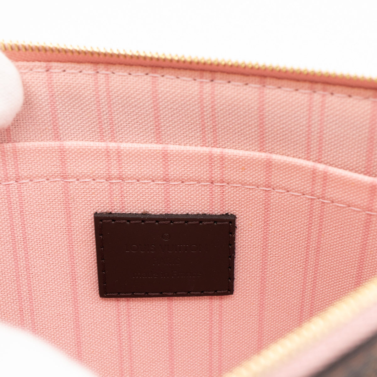 Louis-vuitton Neverfull Pochette Damier Ebene Rose Ballerine