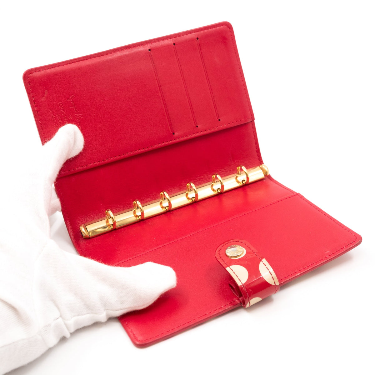 Louis-vuitton Small Ring Agenda Cover Vernis Red Dots Infinity