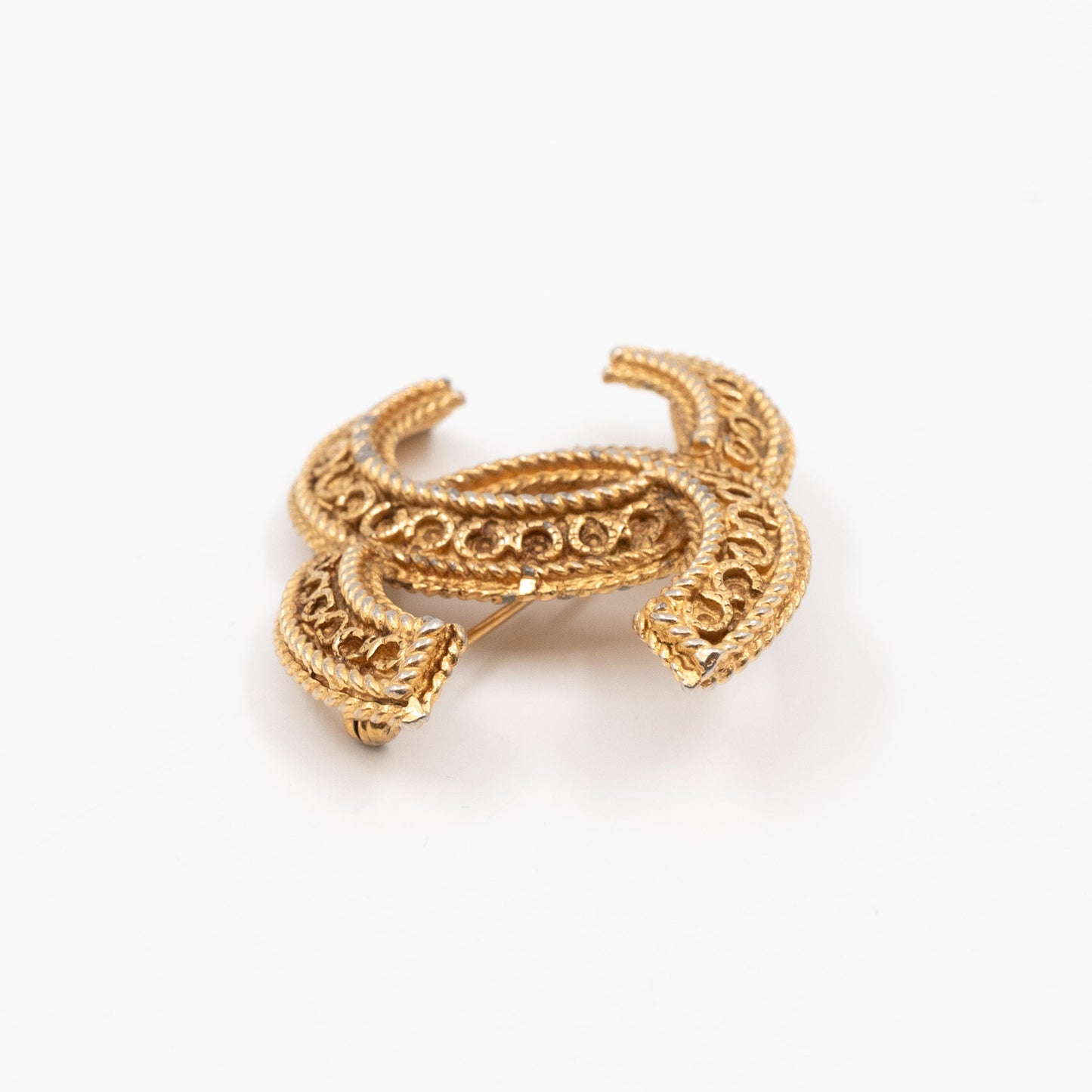 CC Brooch Strass Vintage Gold