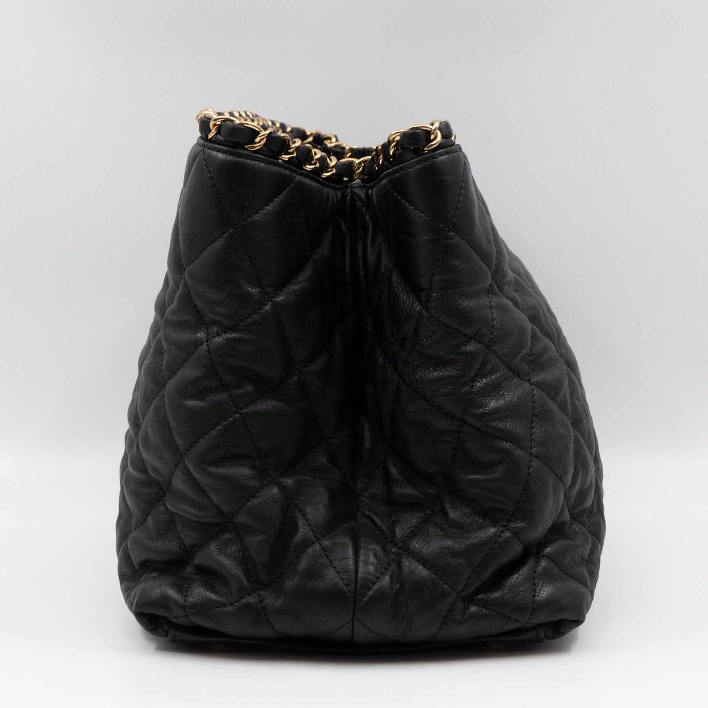 Chain Me Tote Black Calfskin Leather