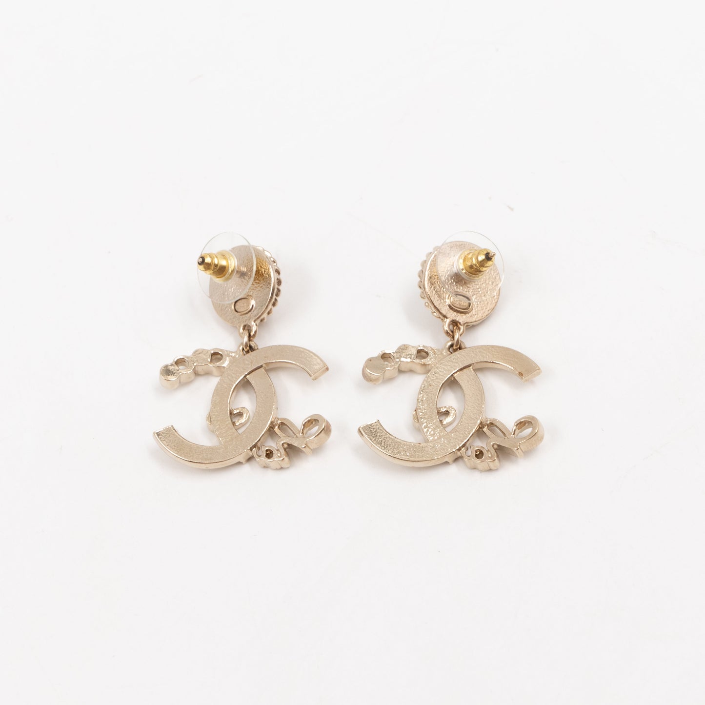 Coco Script CC Drop Pearl Cahmpagne Earrings