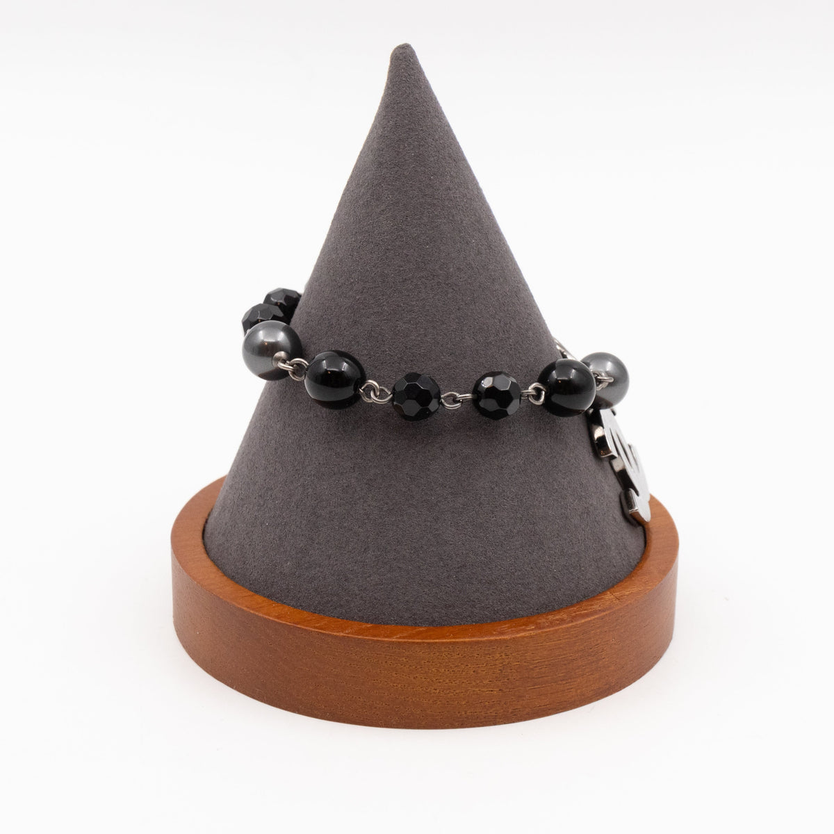 CC Coco Mark Black Bead Charm Bracelet