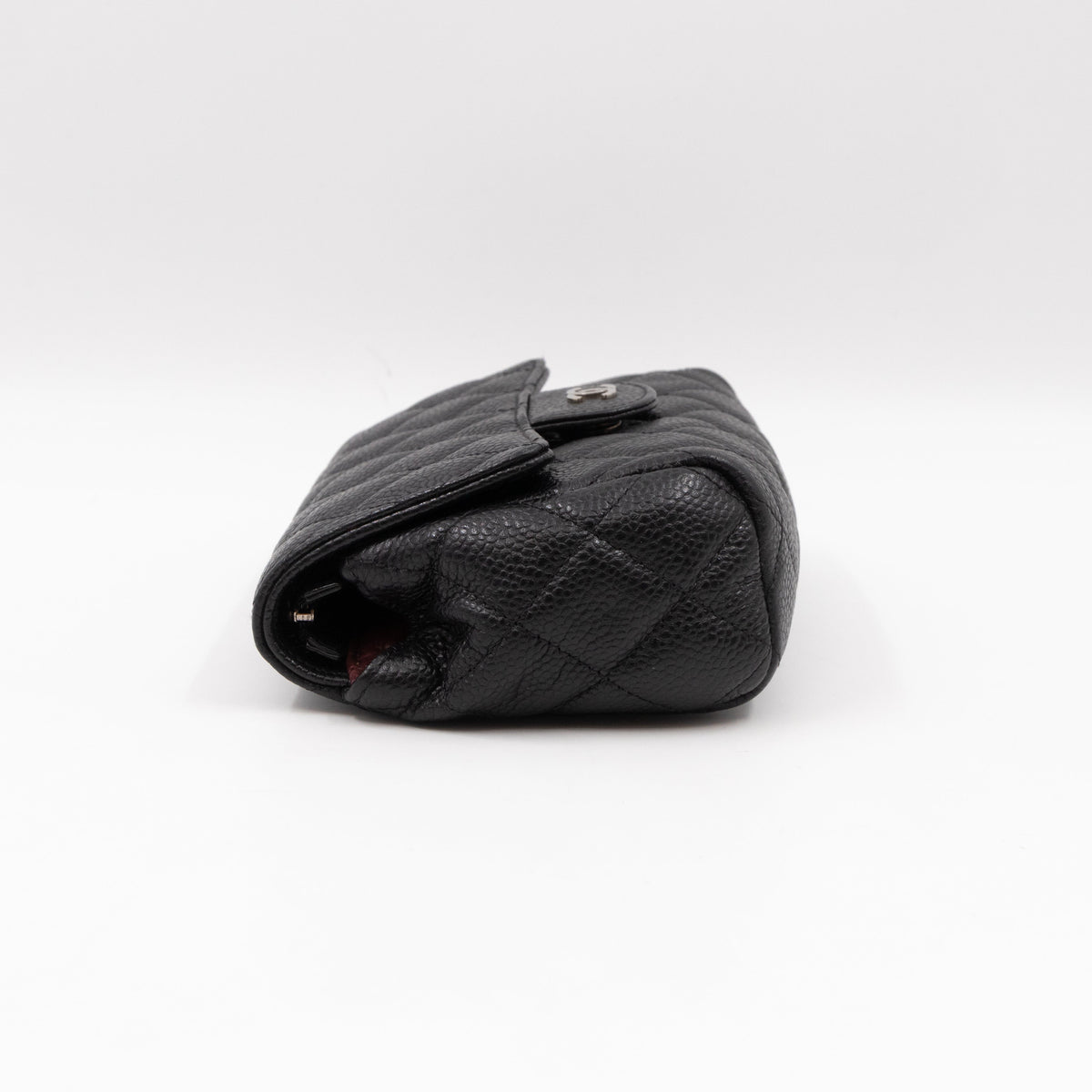 Small Flap Cosmetic Case Quilted Caviar Black