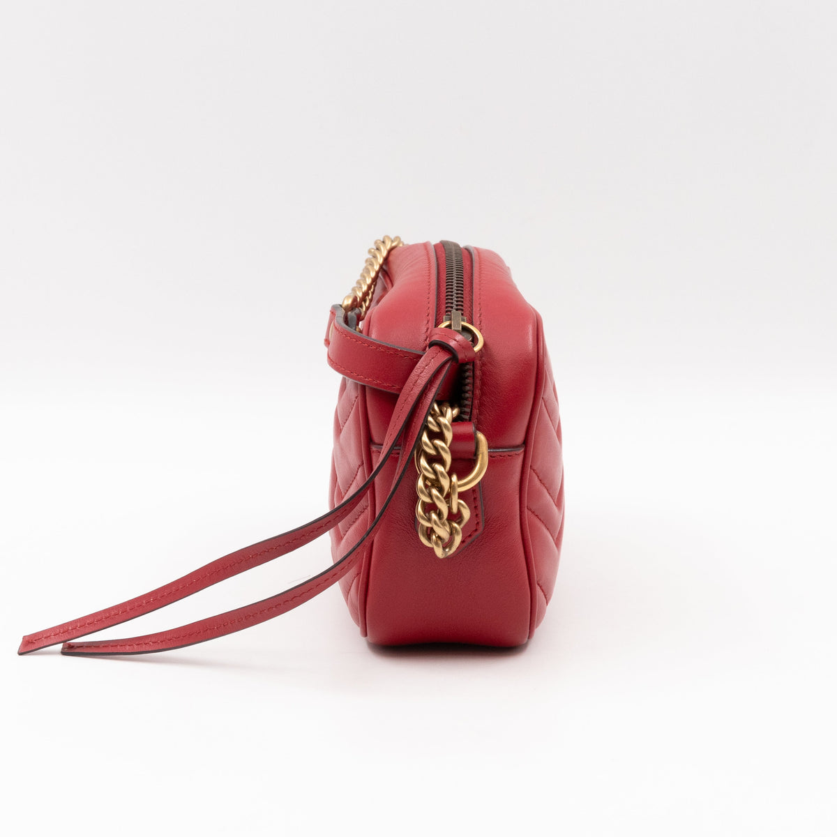 GG Marmont Matelassé Mini Red Leather