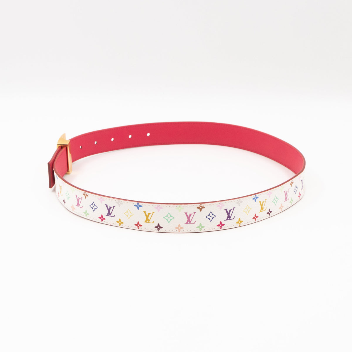 LV Cut Reversible Multicolore White Belt 80/32