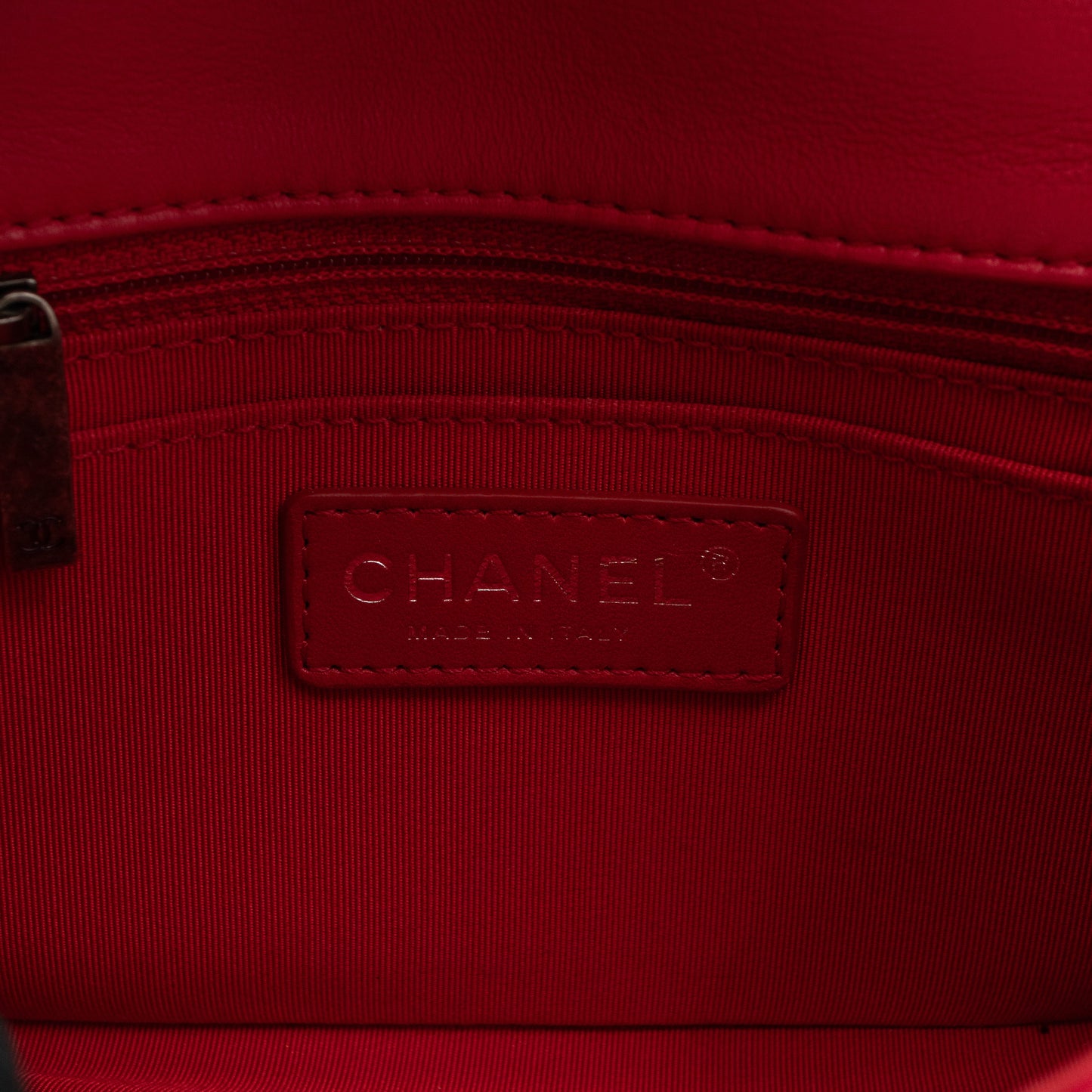 Classic Flap Mini Square Crochet Lambskin Red