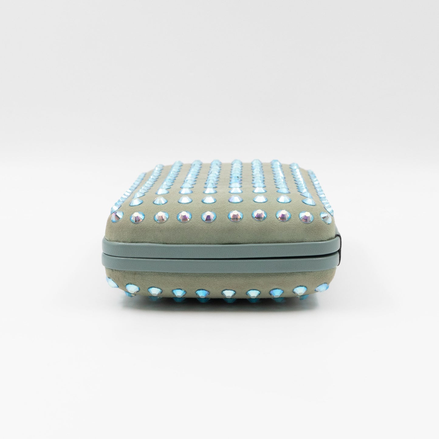 Broadway Blue Suede Crystal Embellished Clutch