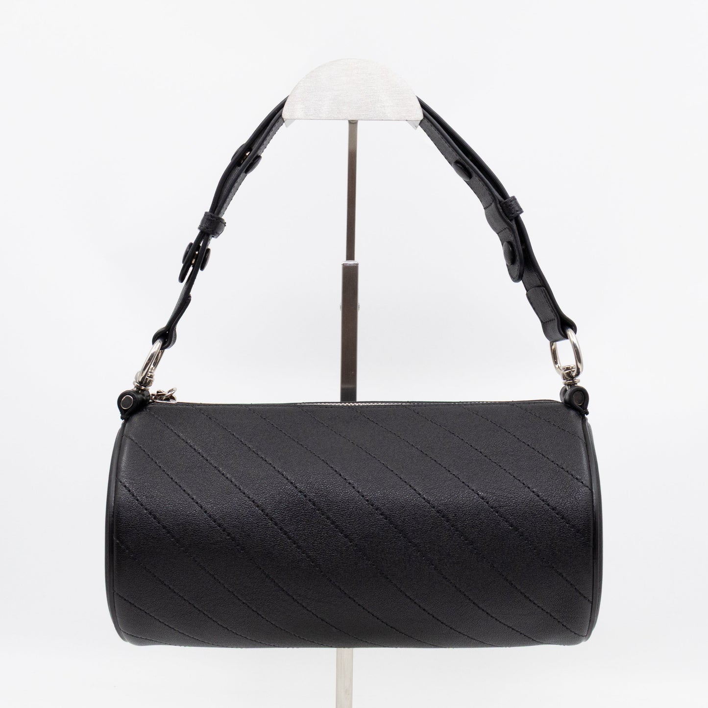 Small Blondie Shoulder Bag Black Diagonal Quilted Leather