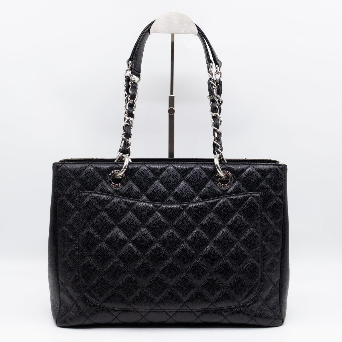 GST Grand Shopping Tote Black Caviar Silver